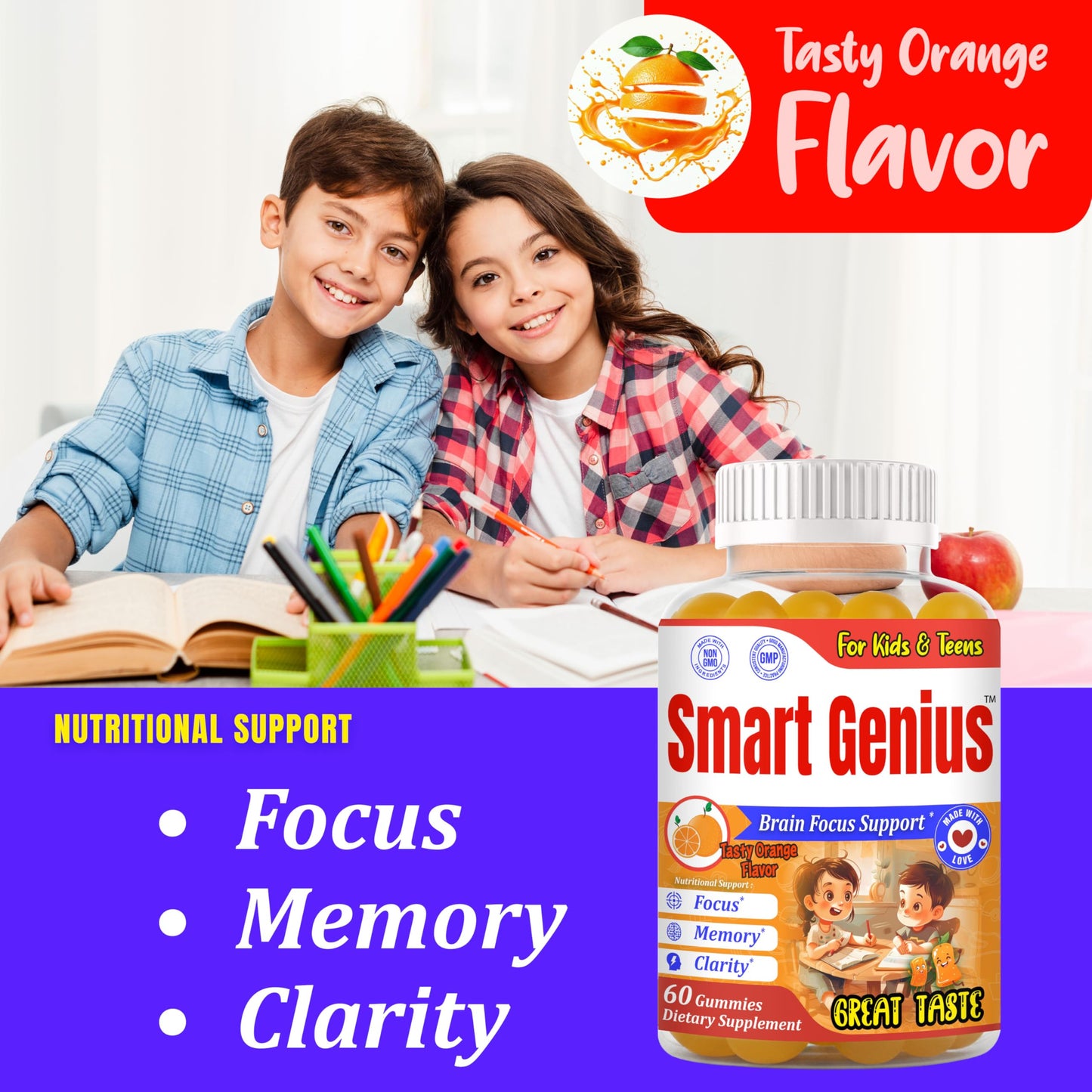 ROVita Smart Genius Omega-3 for Kids Gummy, 60 Count
