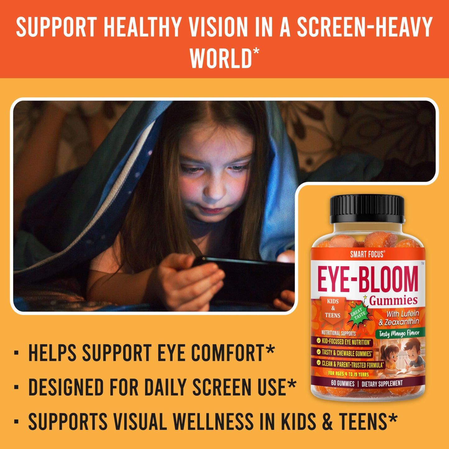 Smart Focus Eye-Bloom Lutein Eye Gummies, 60 Gummies