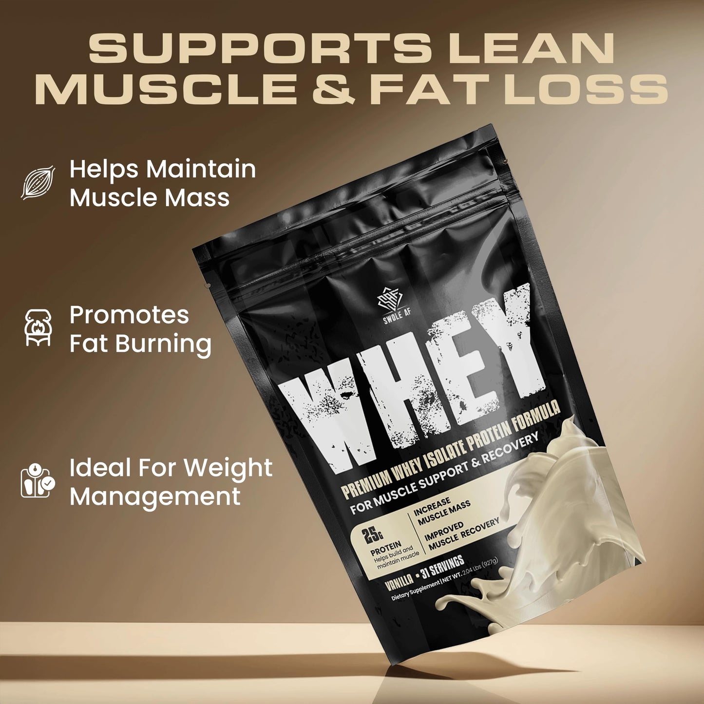 Swole AF Whey Isolate Protein Formula Powder Vanilla 32.64 oz