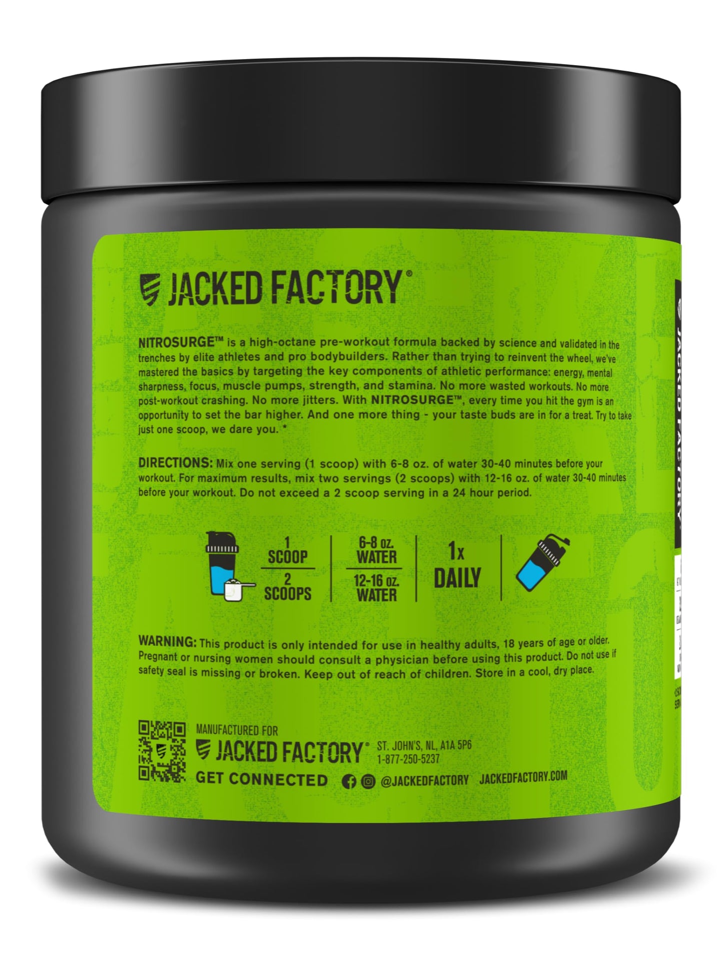 Jacked Factory Nitrosurge Pre Workout Supplement Powder, 30 Servings