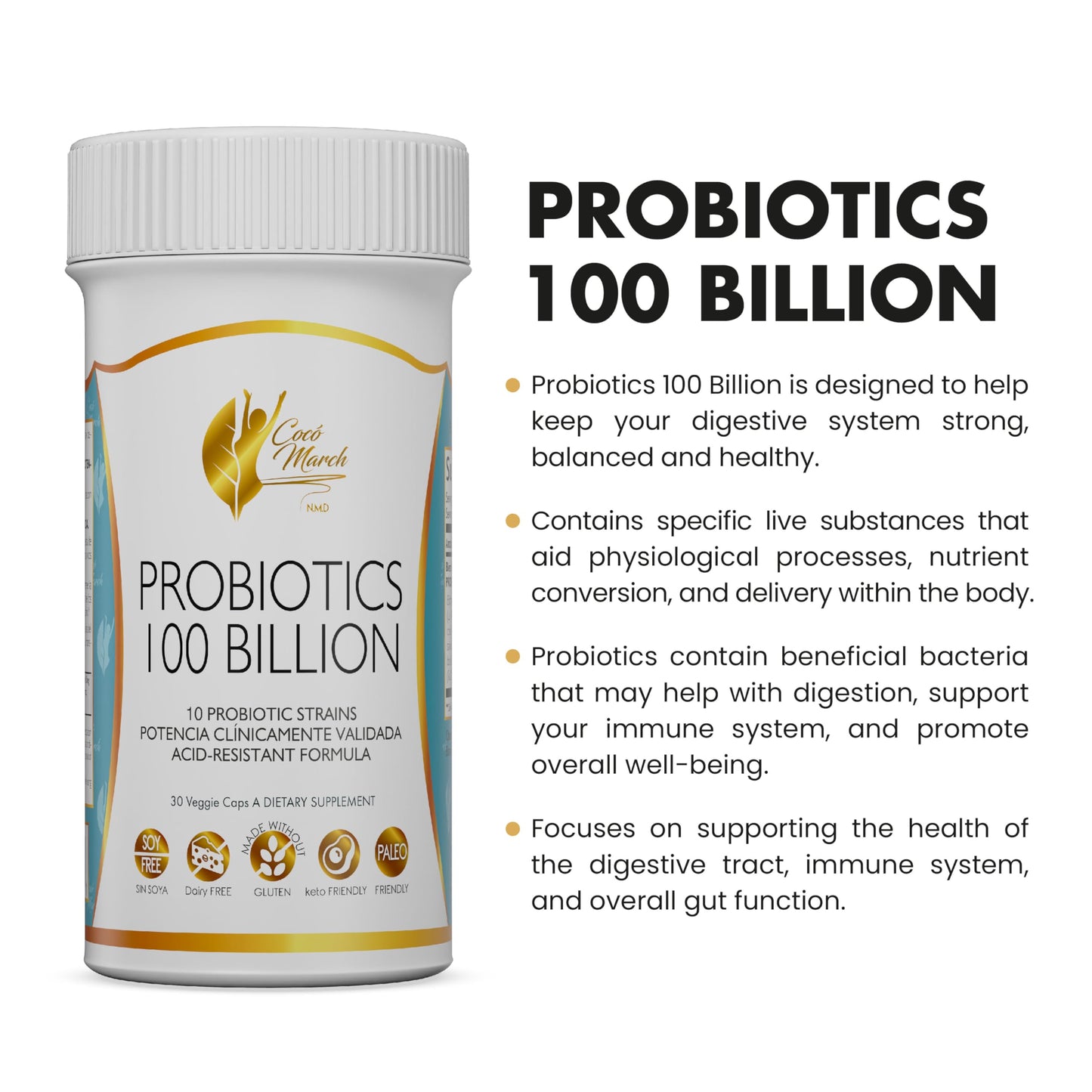 Cocó March N.M.D Probiotics 100 Billion Capsules, 30 Count