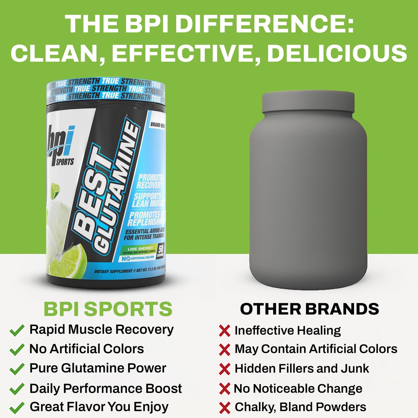 BPI Sports L-Glutamine Powder, 14.1 oz, Gut Health, Muscle Recovery & Immune Support