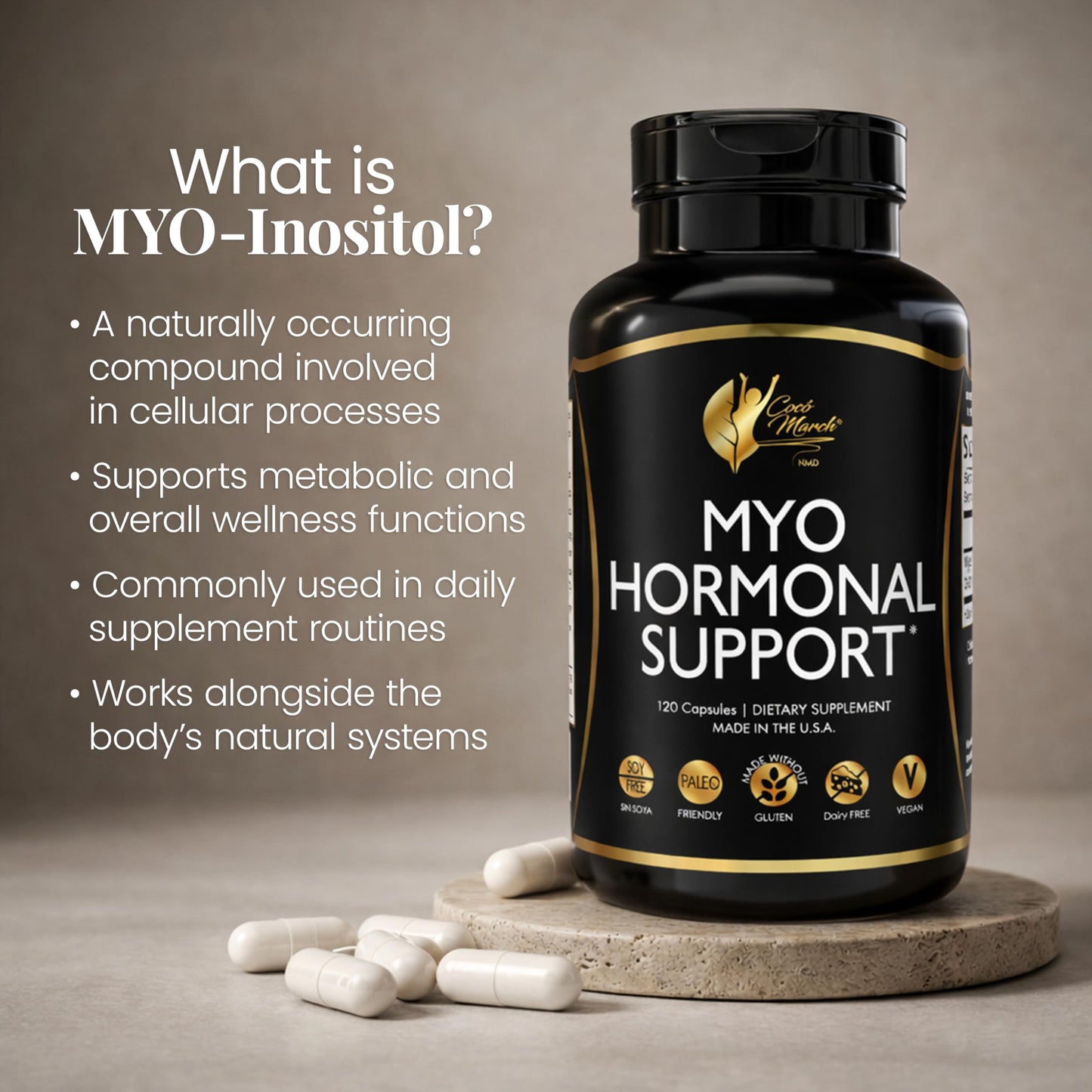 Cocó March N.M.D Myo-Inositol Hormonal Support for Women Capsules 120 Count