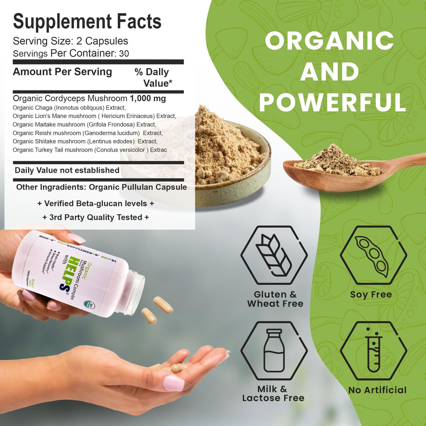 Help Supplements Organic Mushroom Complex 60 Capsules