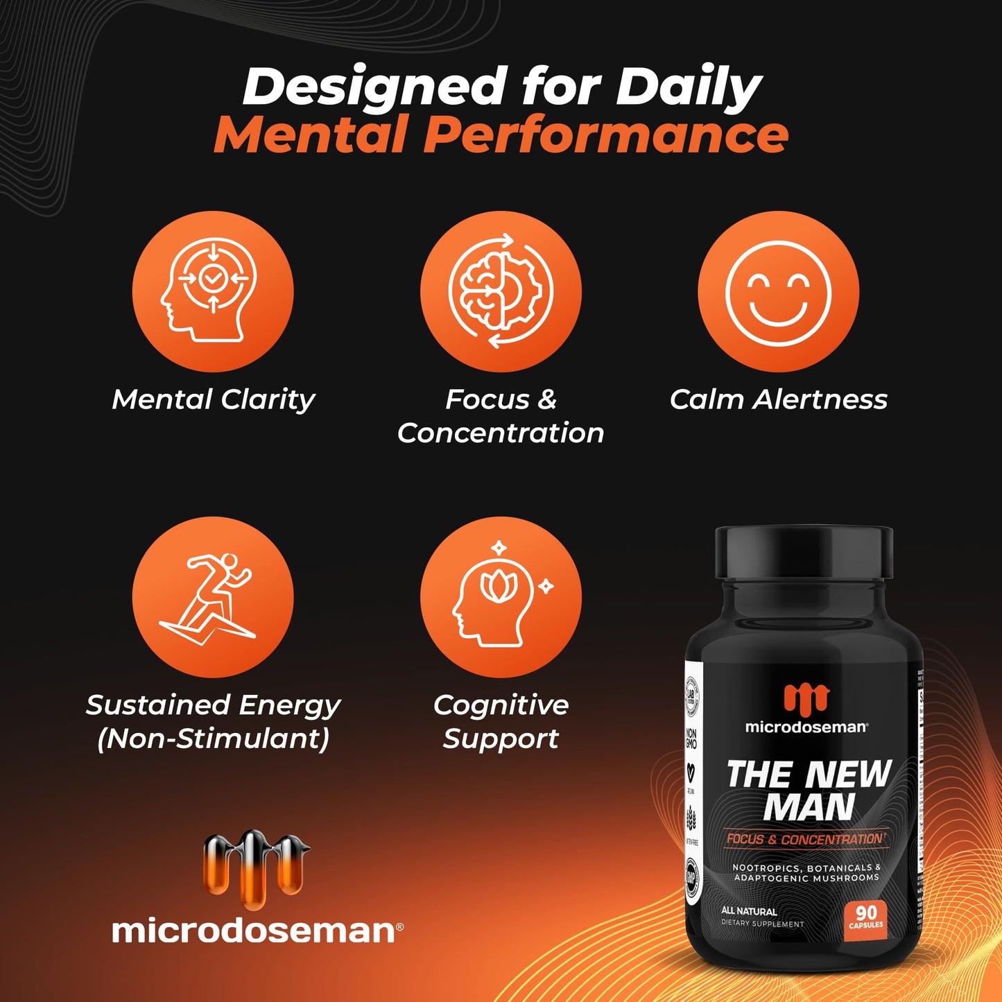 microdoseman The New Man Brain Supplements for Memory and Focus 90 Capsules