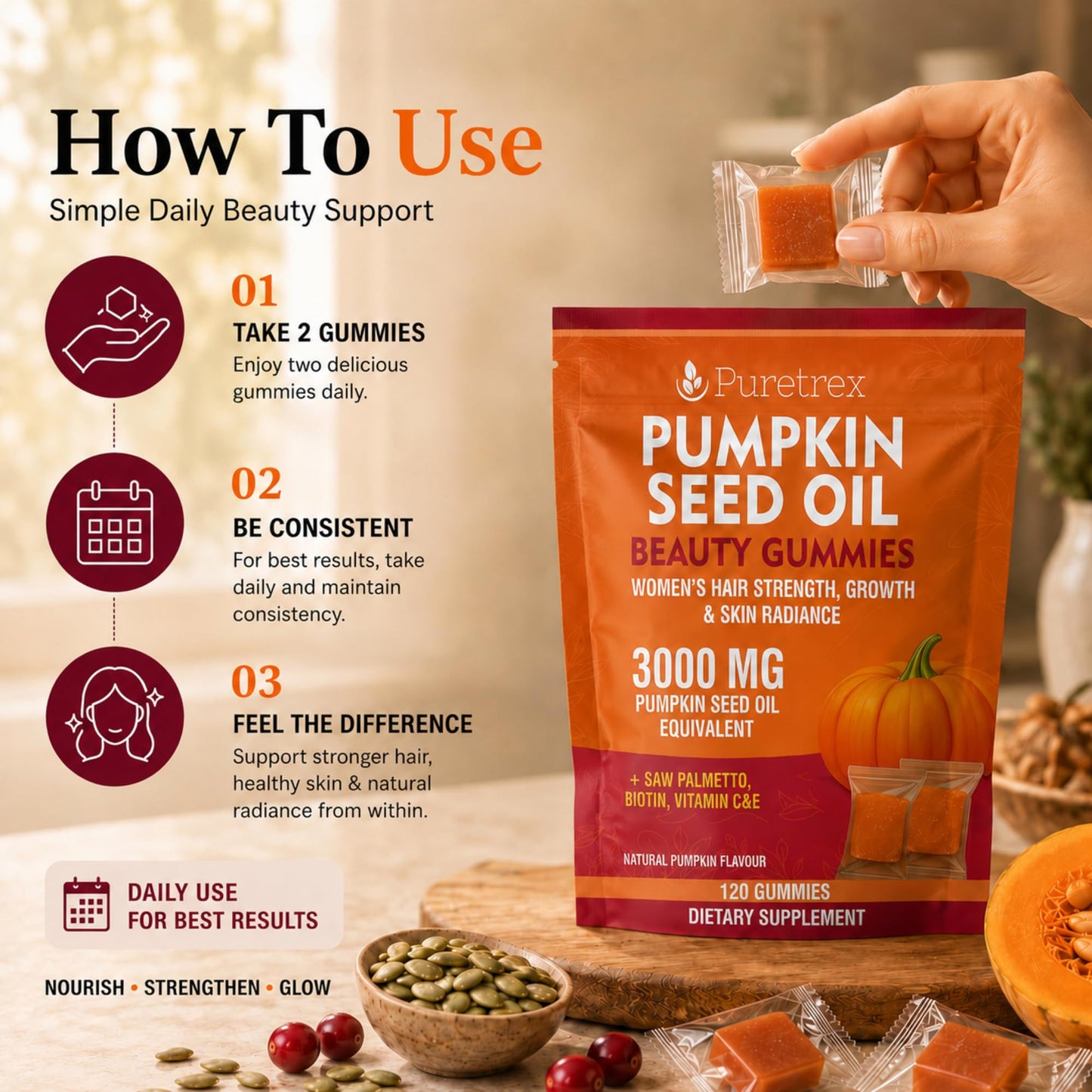 PURETREX Pumpkin Seed Oil Beauty Softgel 1 Count