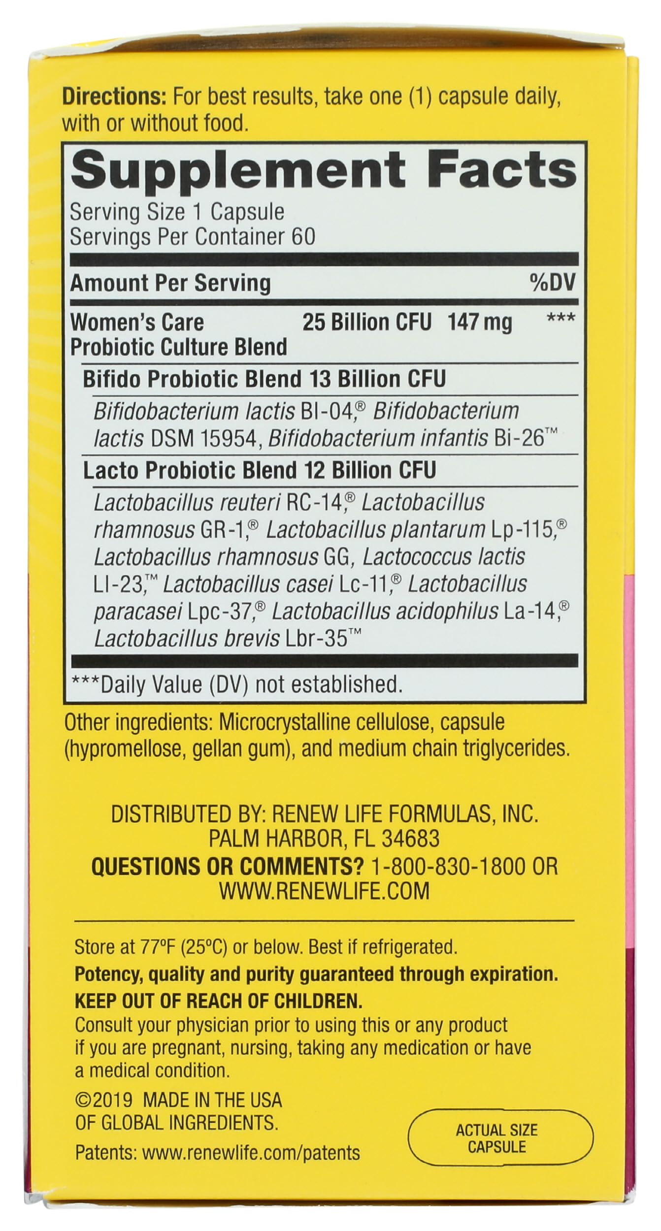 Renew Life Women's Probiotic Capsules 60 Count