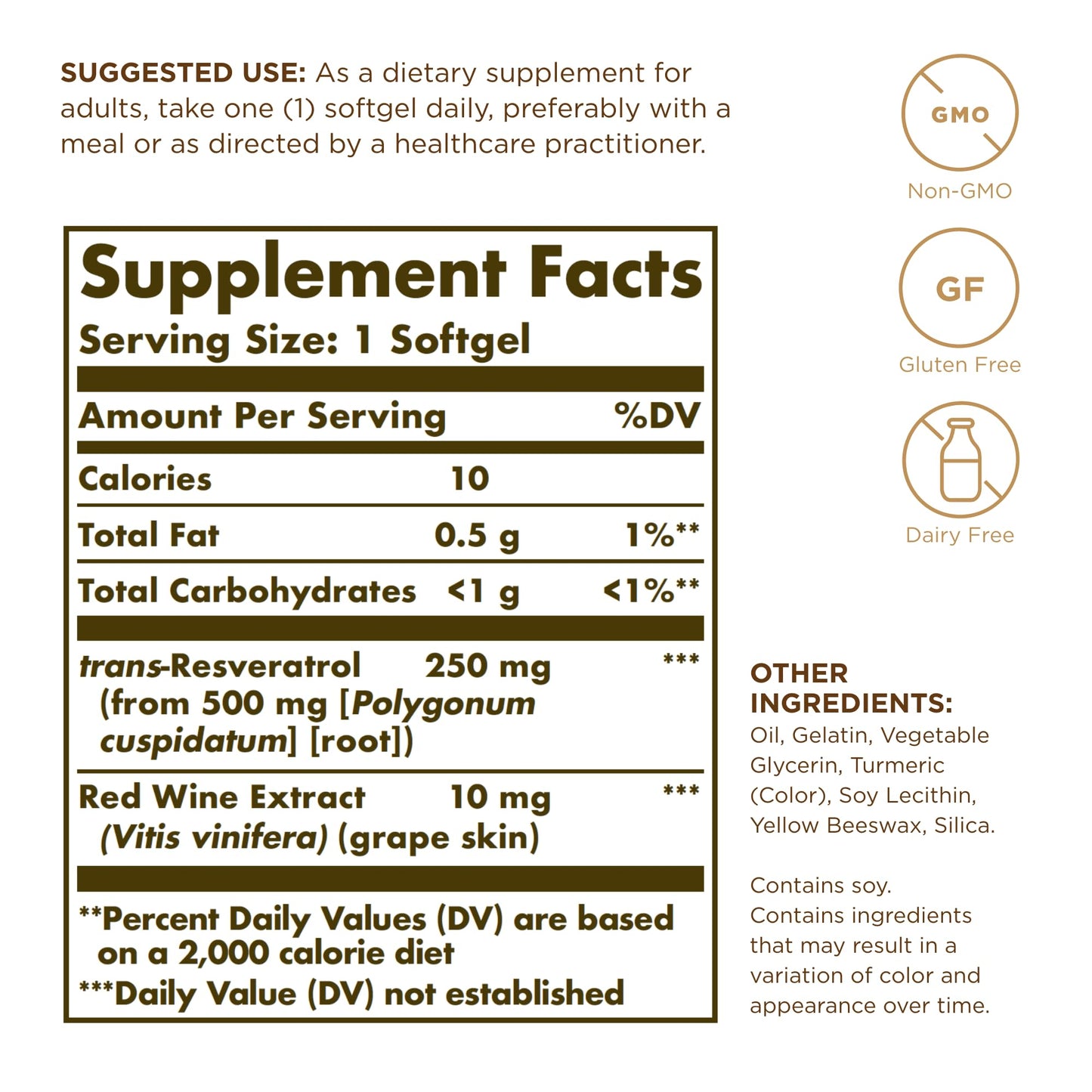Solgar Resveratrol 250mg Softgels, 60 Count