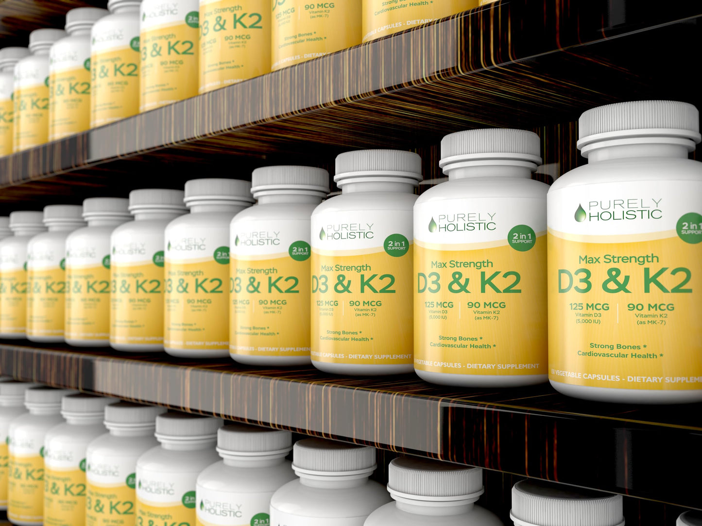 Purely Holistic Vitamin D3 K2 Capsule, 150 Count