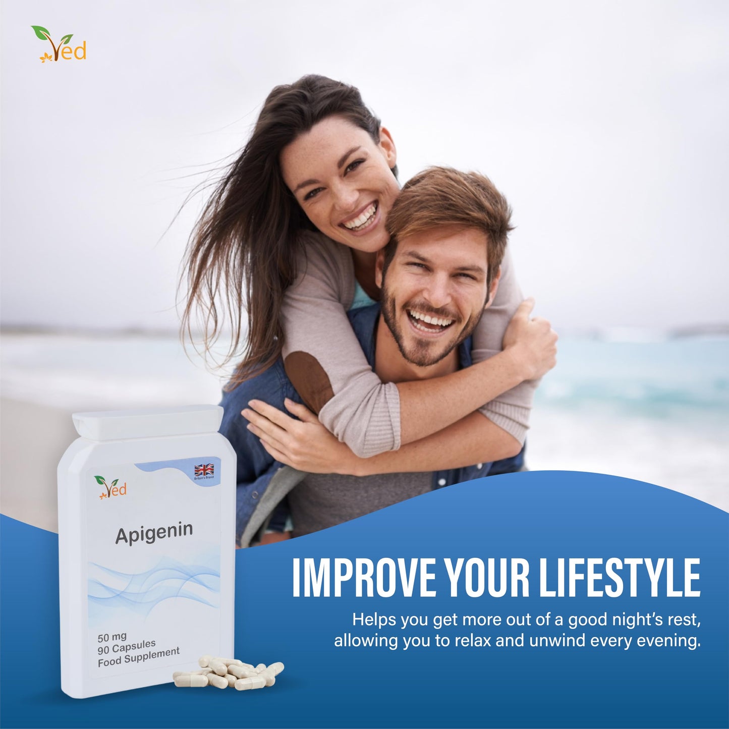 Ved Apigenin 50mg Capsule, 90 Count