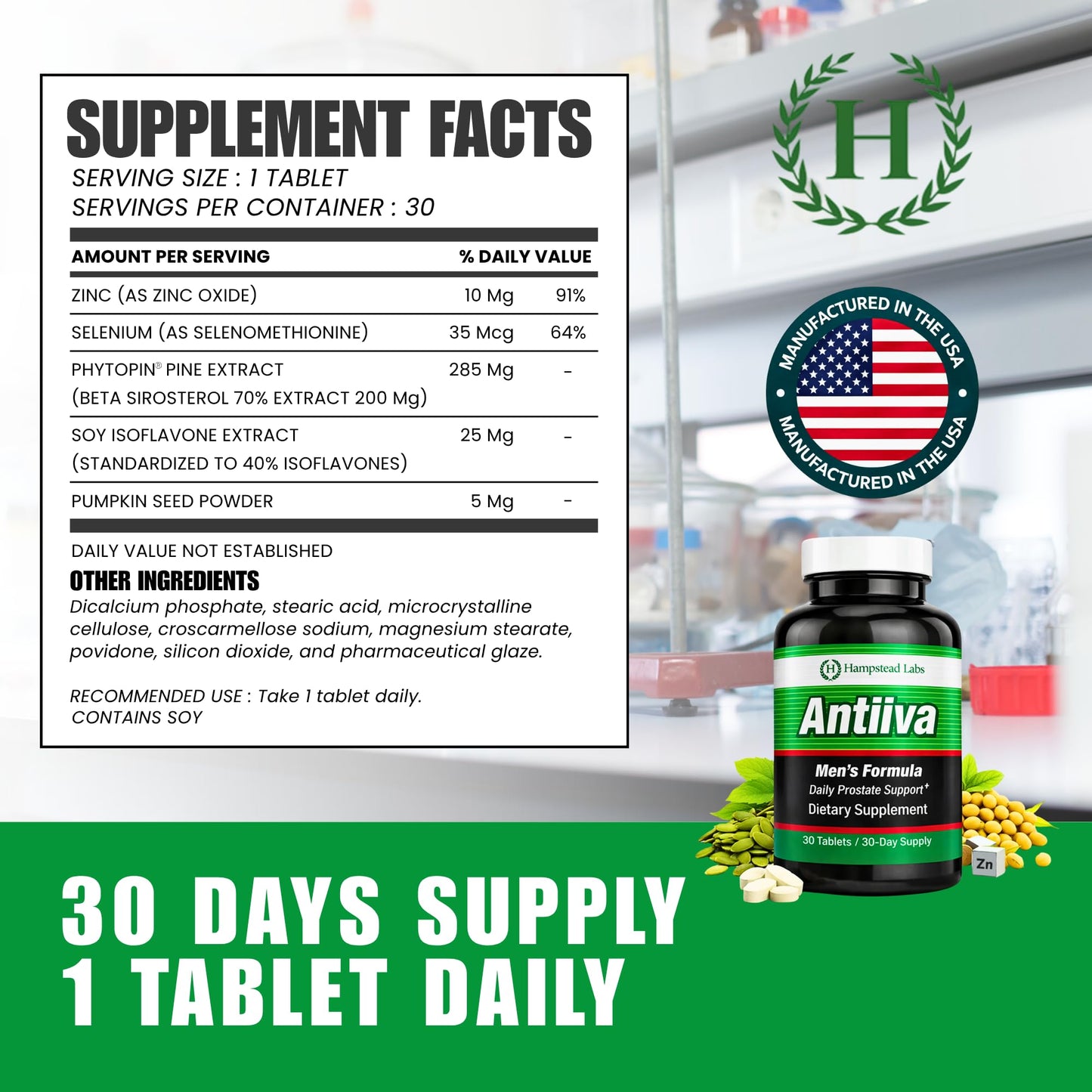 Hampstead Labs Prostate Health Supplement Tablet 30 Count
