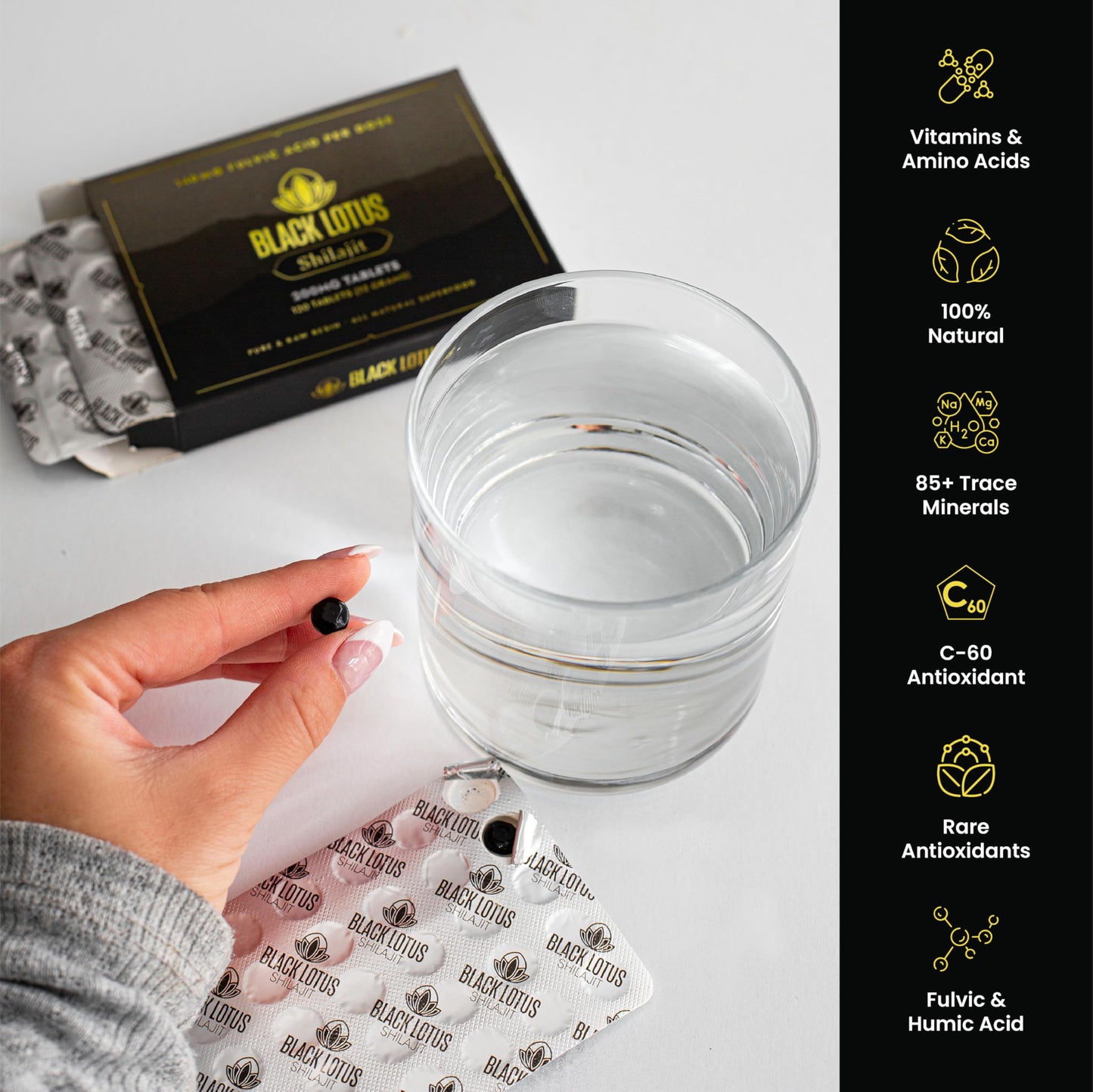Black Lotus Shilajit Shilajit Resin Tablets, 60 Tablets