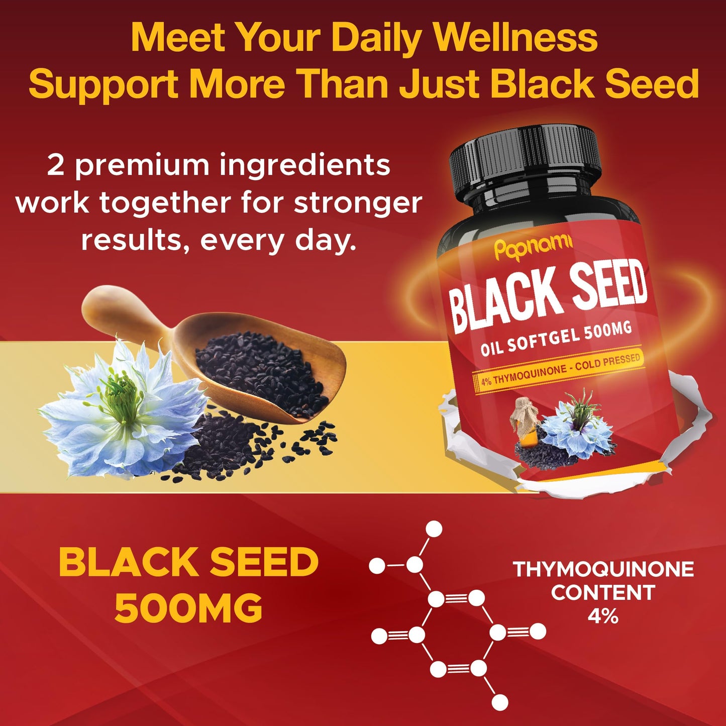 Papnami Premium Black Seed Oil Softgel Capsules, 90 Count