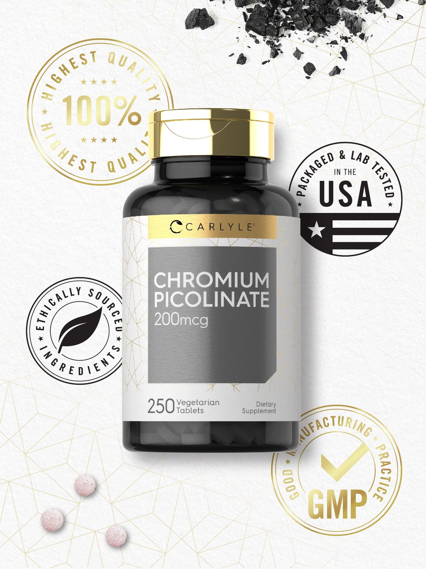 Carlyle Chromium Picolinate 200mcg Tablet, 250 Count