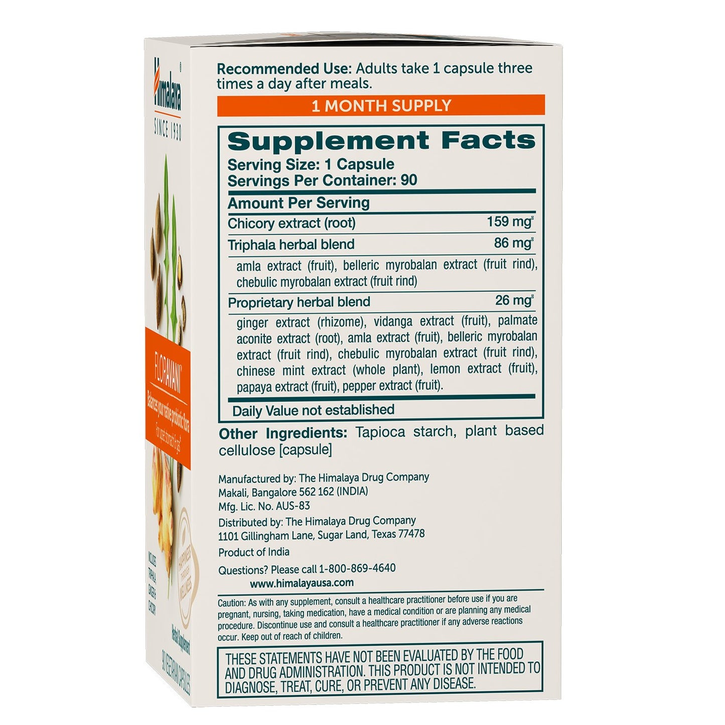 Himalaya FlorAvani Herbal Digestive Health Supplement 90 Capsules