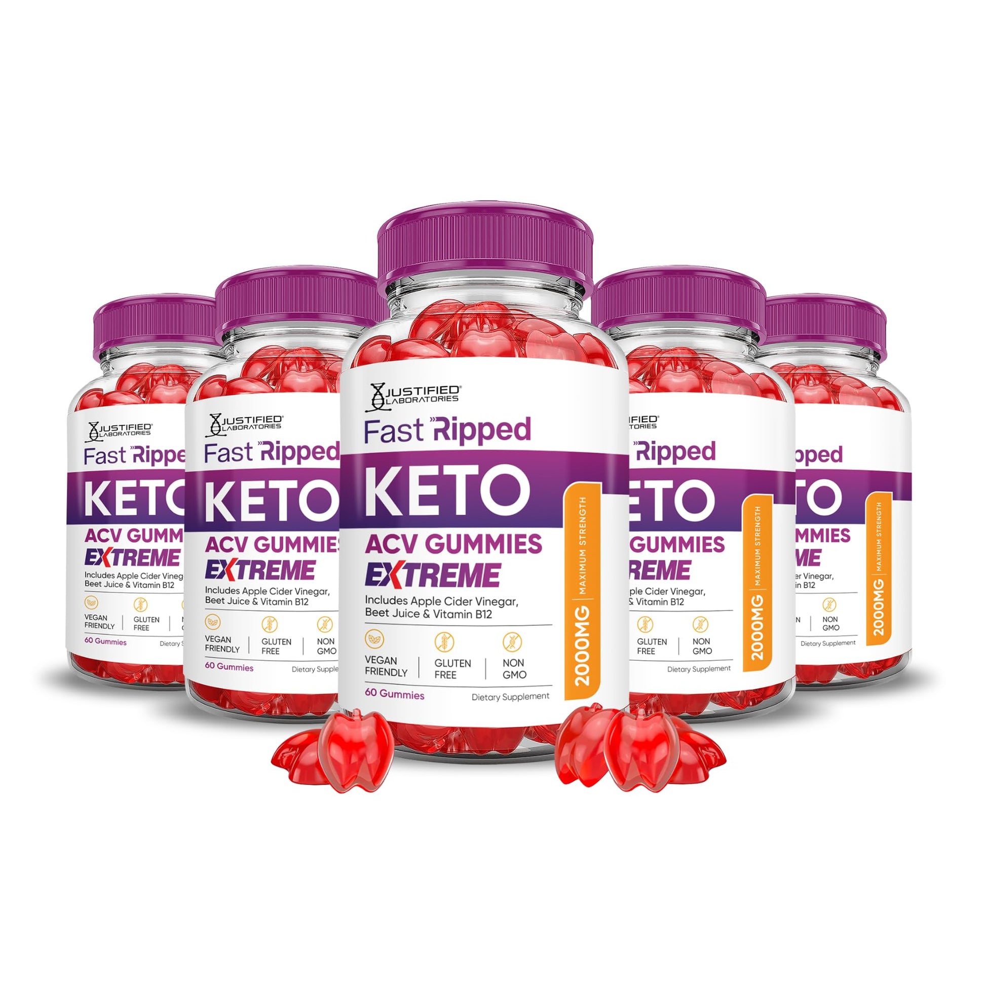 Justified Laboratories Fast Ripped Keto ACV Gummies Extreme 300 Count