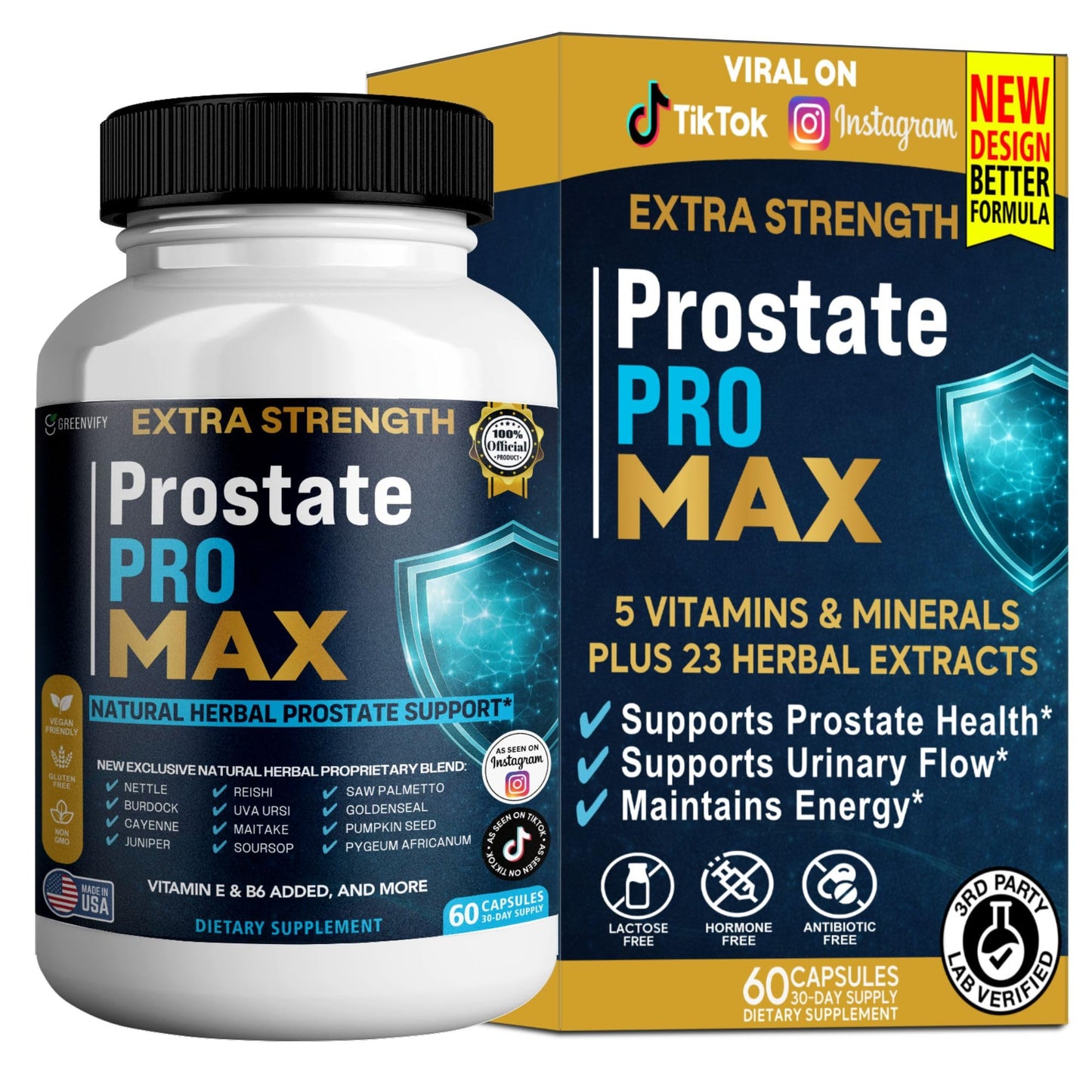 GREENVIFY Prostate Pro Max Natural Herbal Support Supplement Capsules, 60 Count