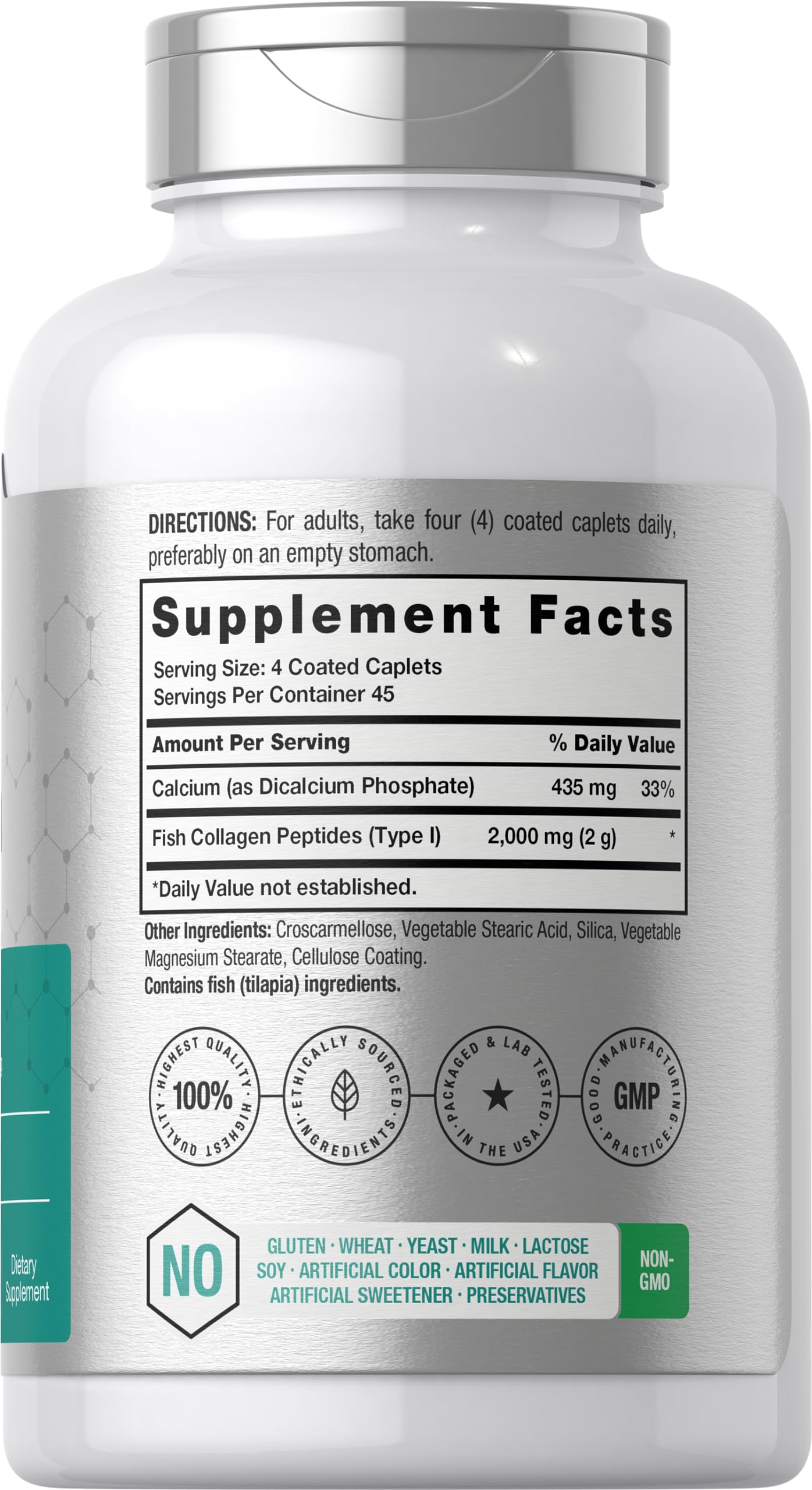 Horbäach Marine Collagen Peptides 2000mg Caplets 180 Count