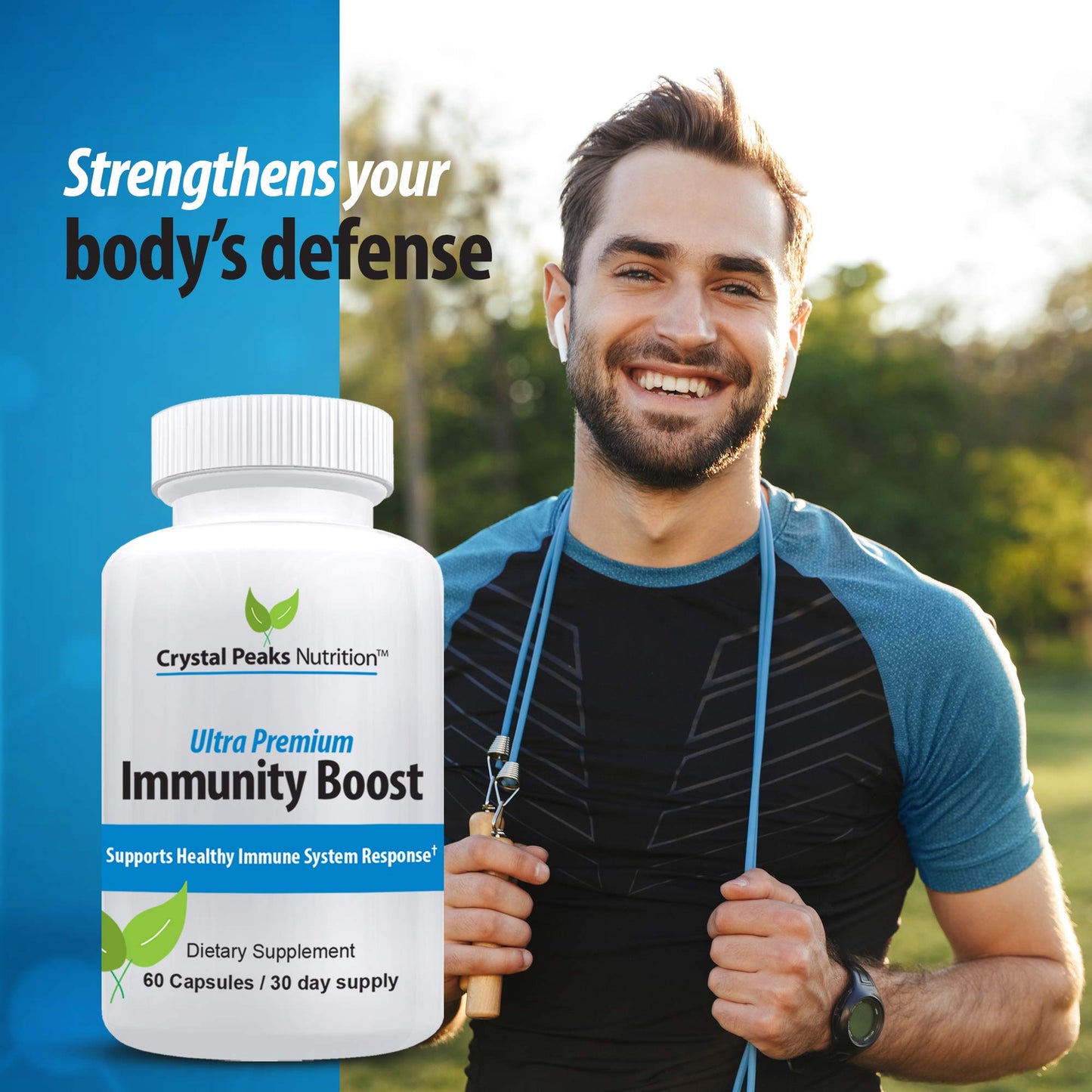 Crystal Peaks Nutrition Immune Support Capsules with Elderberry, Vitamin C, Echinacea, Garlic, Zinc, Turmeric - 60 Capsules