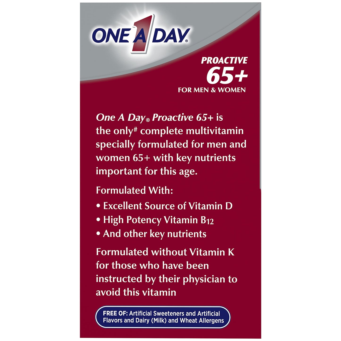 ONE A DAY Proactive 65+, Mens & Womens Multivitamin Tablets 300 Tablets