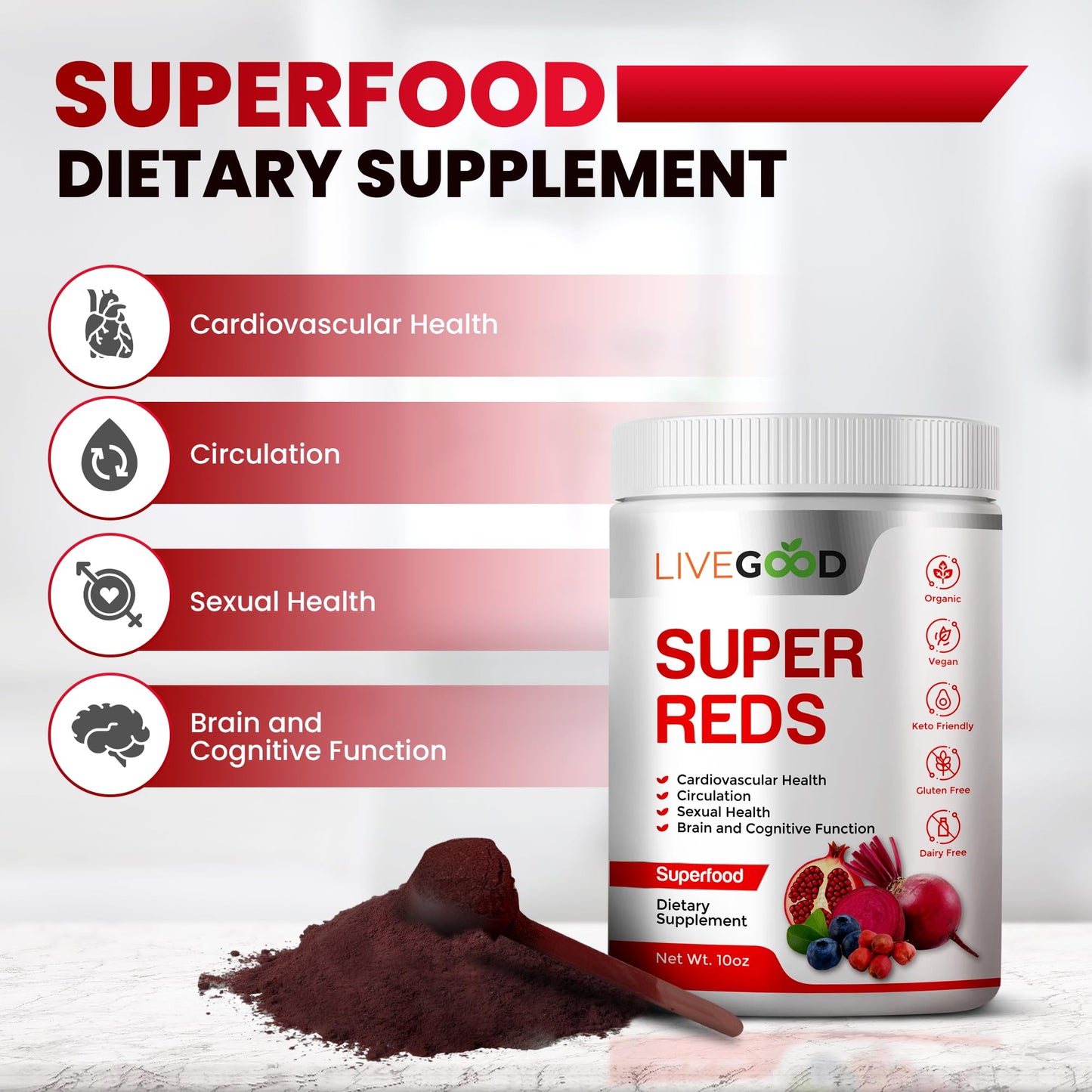 LIVEGOOD Organic Super Greens & Super Reds Bundle Powder 14.4