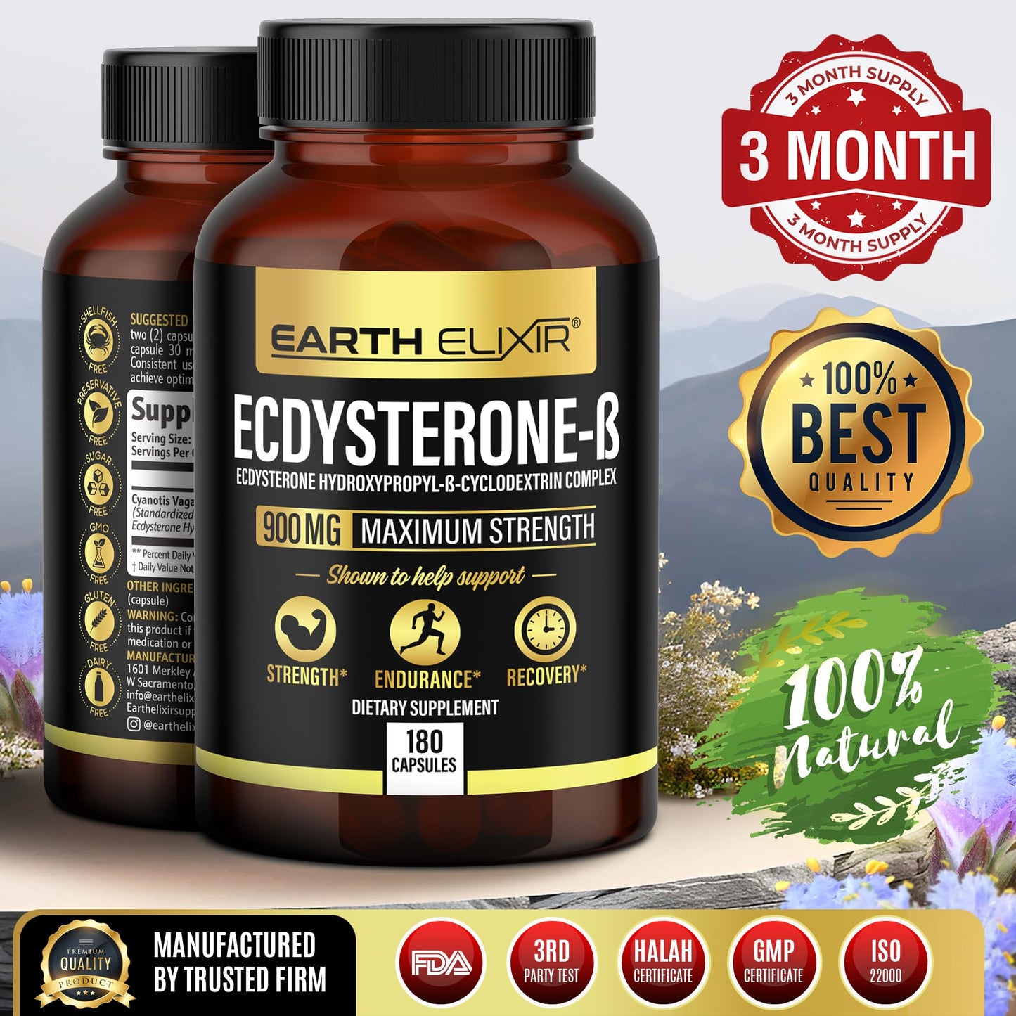 Earth Elixir Ecdysterone Supplements 900mg Capsule 180 Count