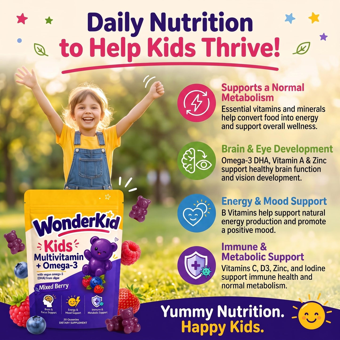 Vylera WonderkidVitamin Kids Multivitamin + Omega-3, 60 Gummies