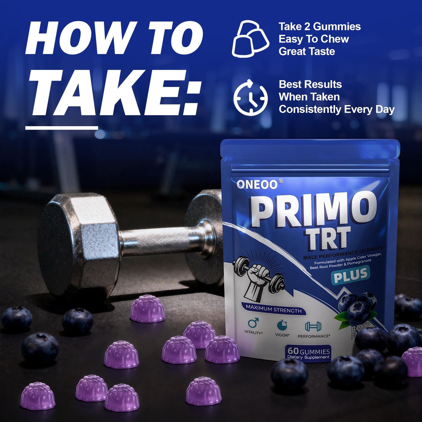 Oneoo Primo TRT Gummies Gummy 60 Count