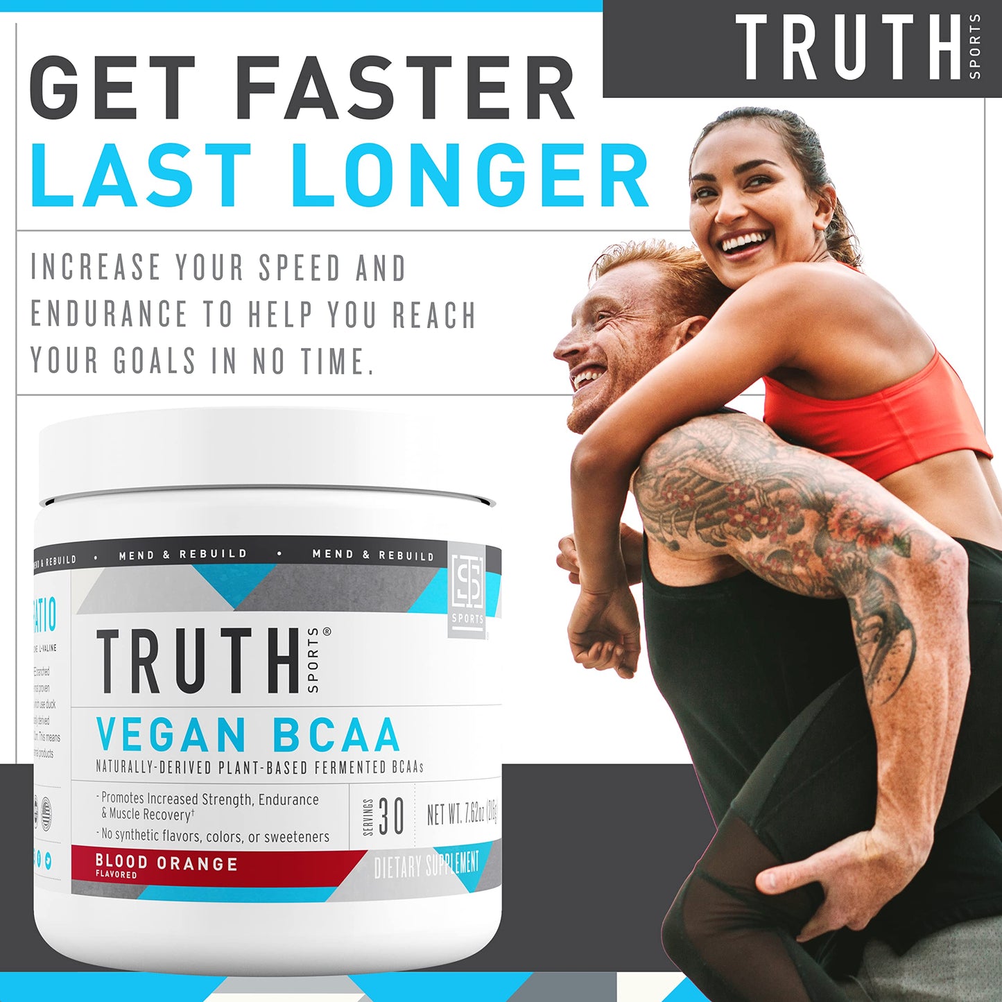 Truth Nutrition Vegan BCAA Powder Blood Orange 7.9 Ounce