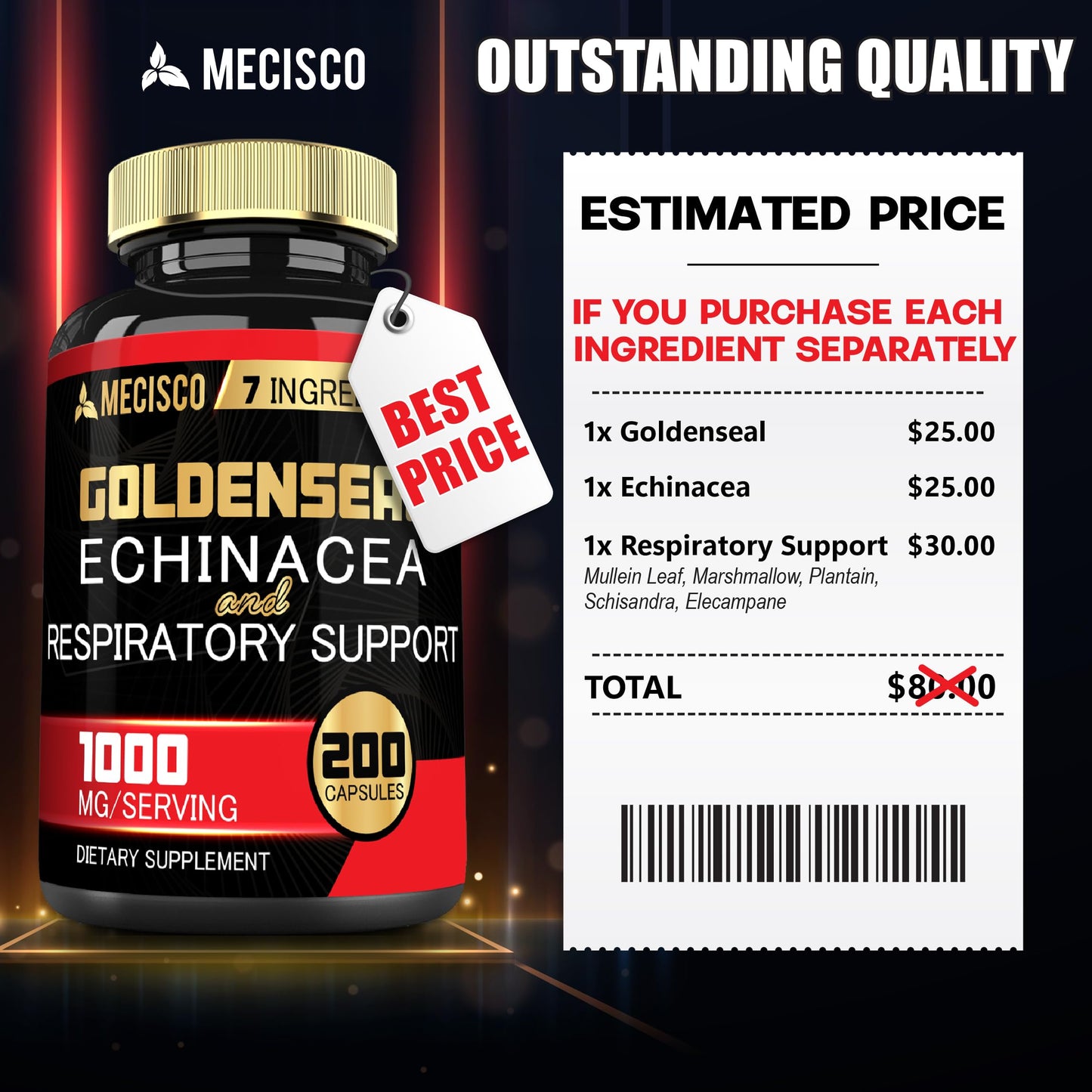 Mecisco Goldenseal Root Capsule, 200 Capsules