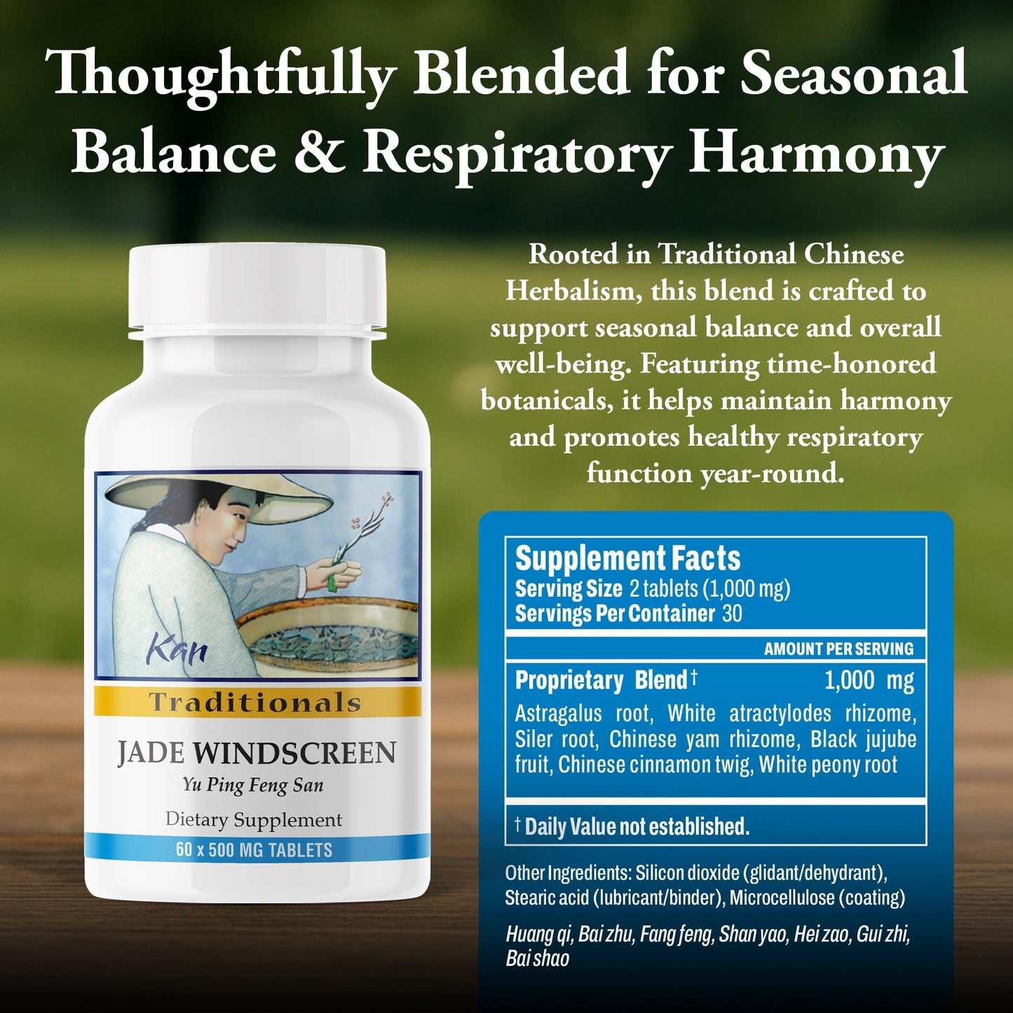 Kan Herbs Jade Windscreen, 60 Tablets