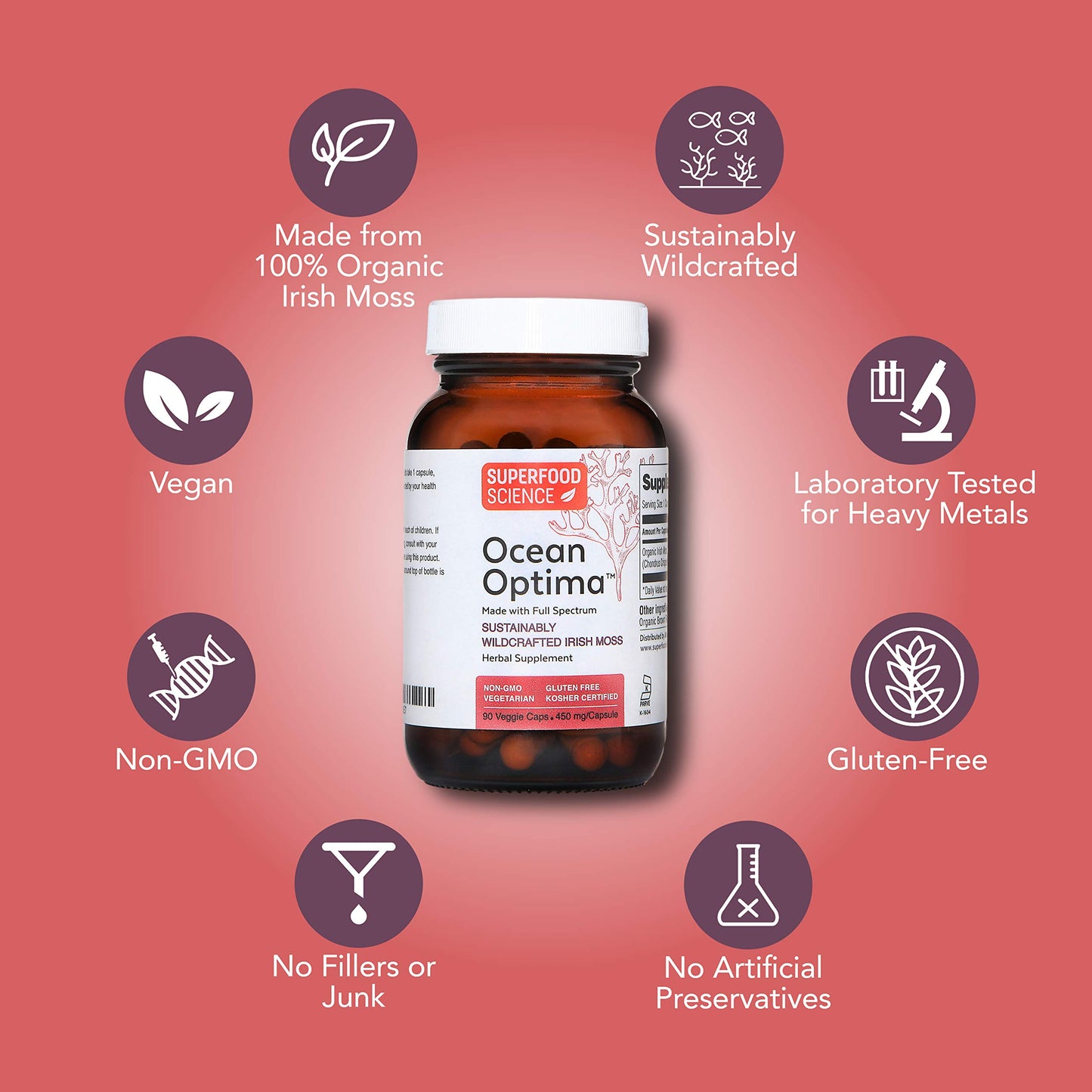 Superfood Science Ocean Optima Organic Sea Moss Capsules 90 Count