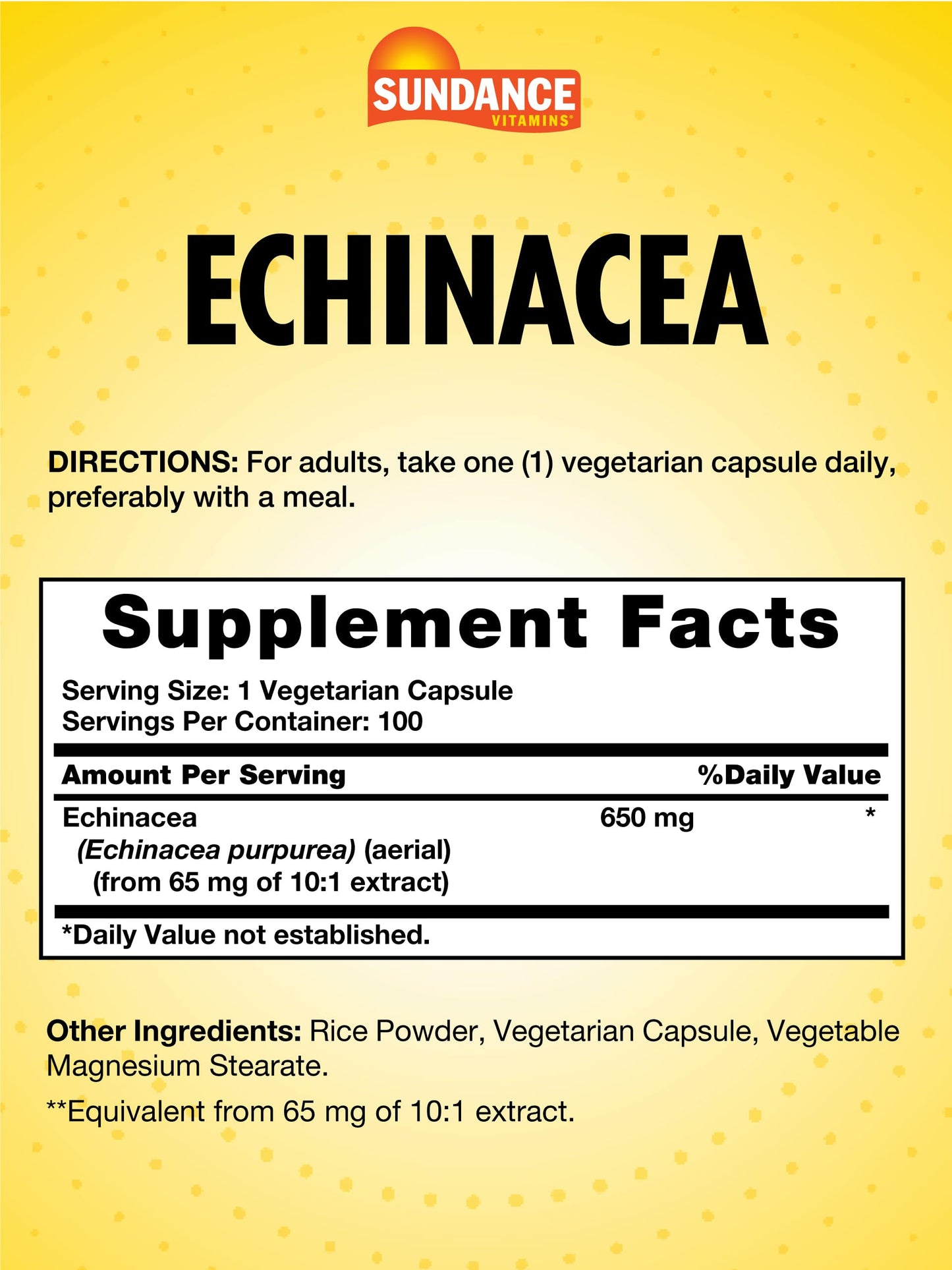 Sundance Echinacea 650mg Capsules, 100 Count