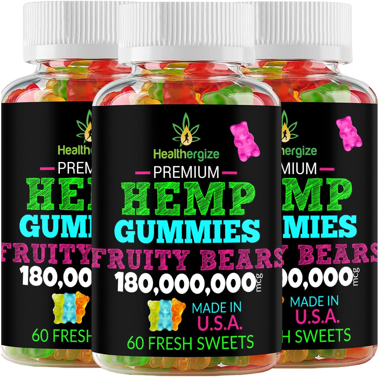 Healthergize Hemp Gummies for Sleep, Gummy, 180 Count
