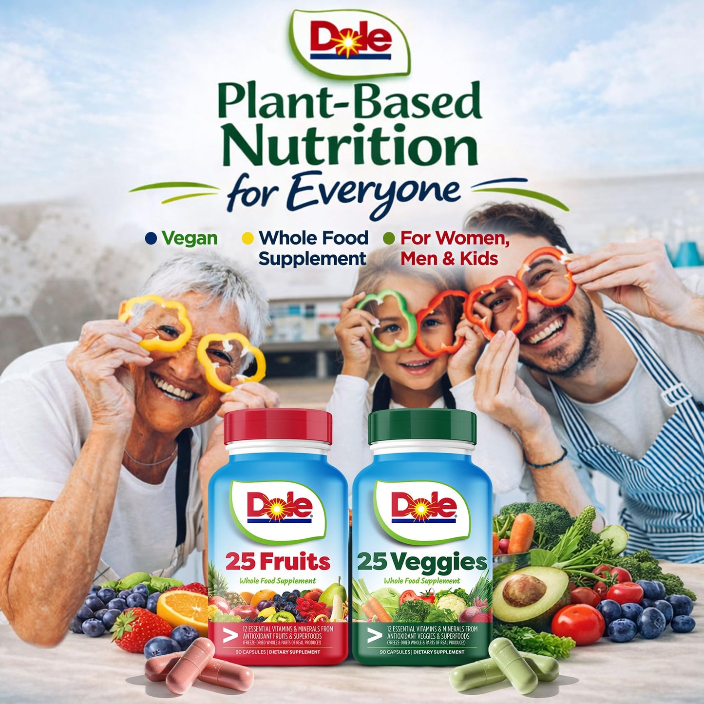 Dole Daily Fruits and Veggies Supplement Capsules, 180 Capsules