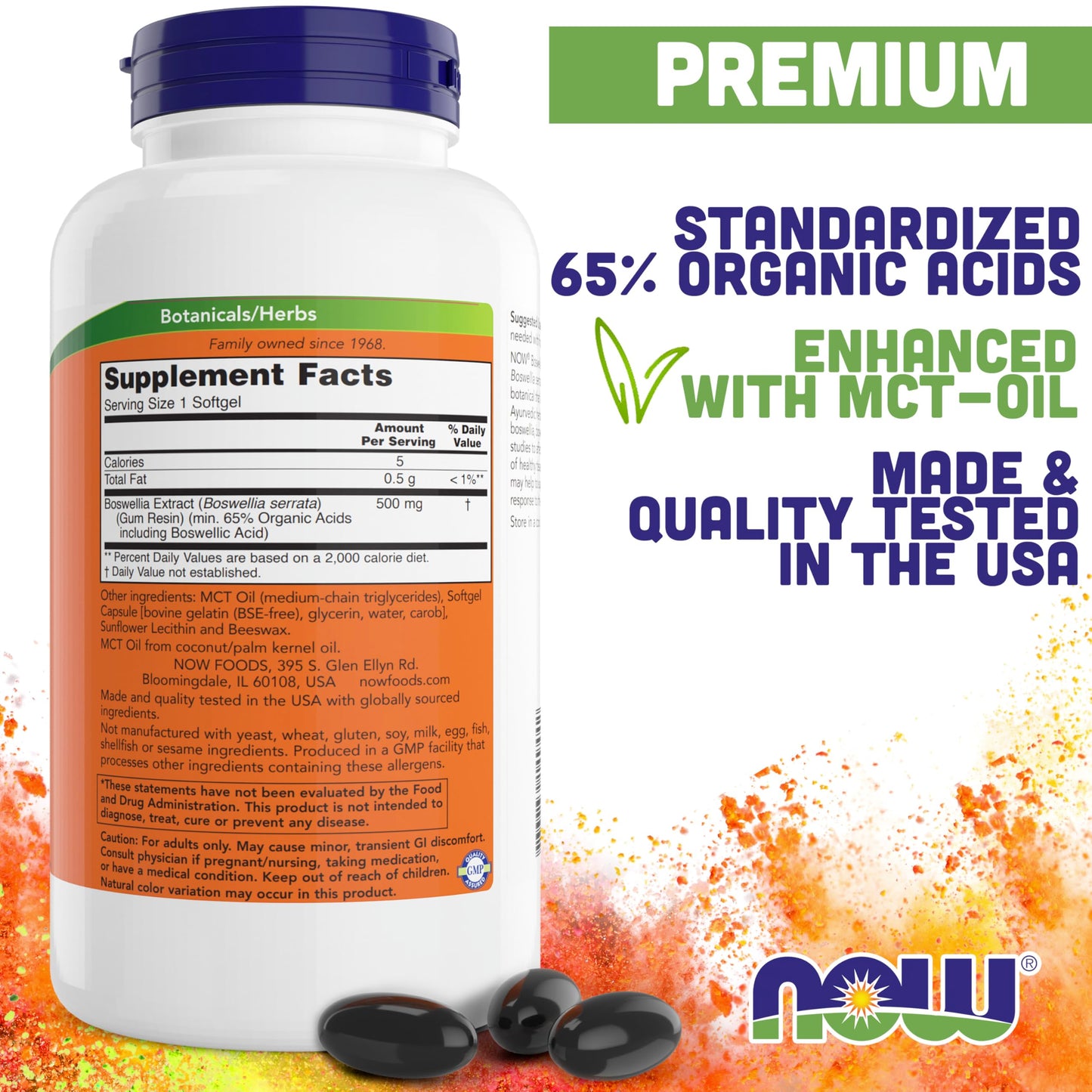 NOW Foods Boswellia Serrata Extract 500 mg Softgels, 200 Count