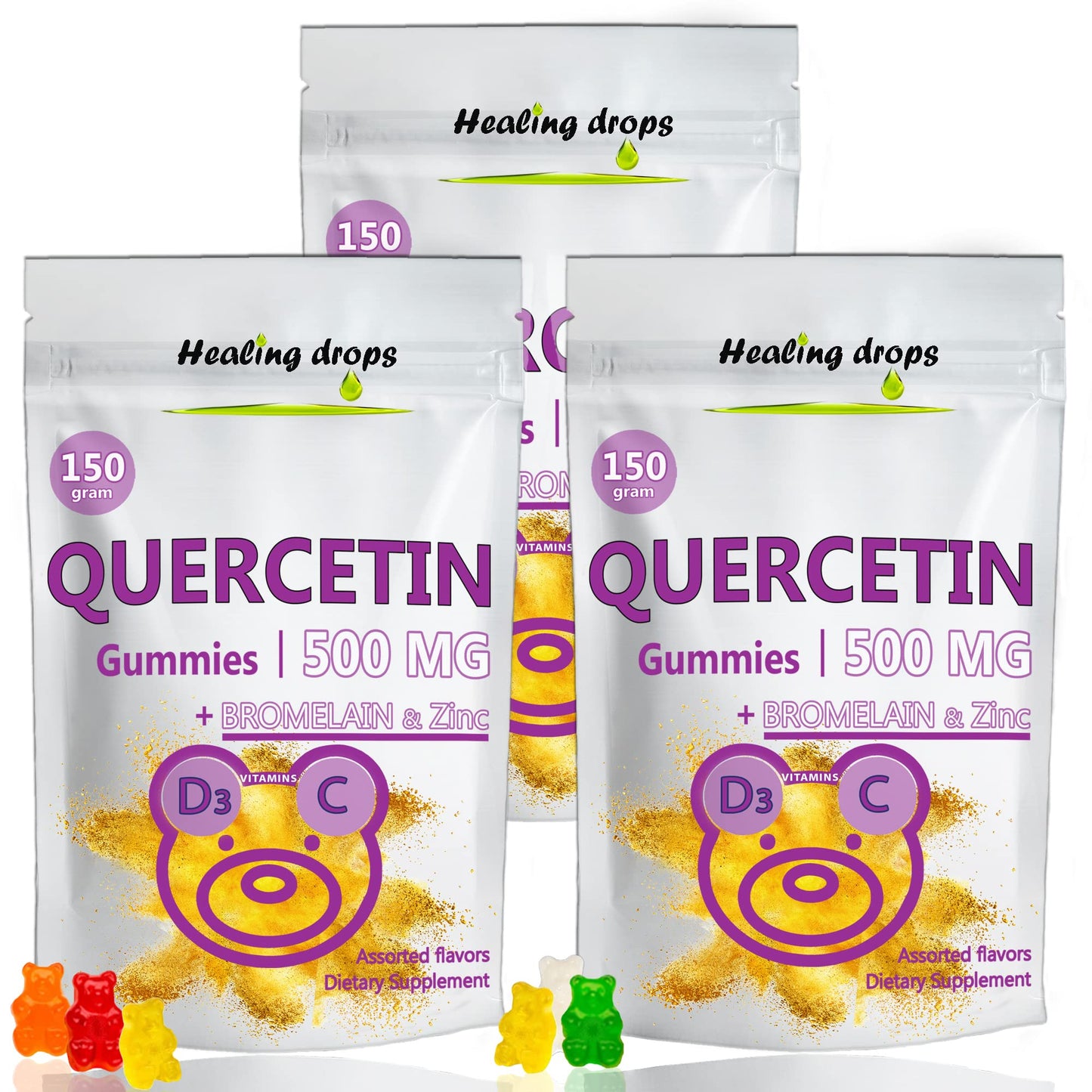 Healing Drops Quercetin with Bromelain Tablets, 150 Count