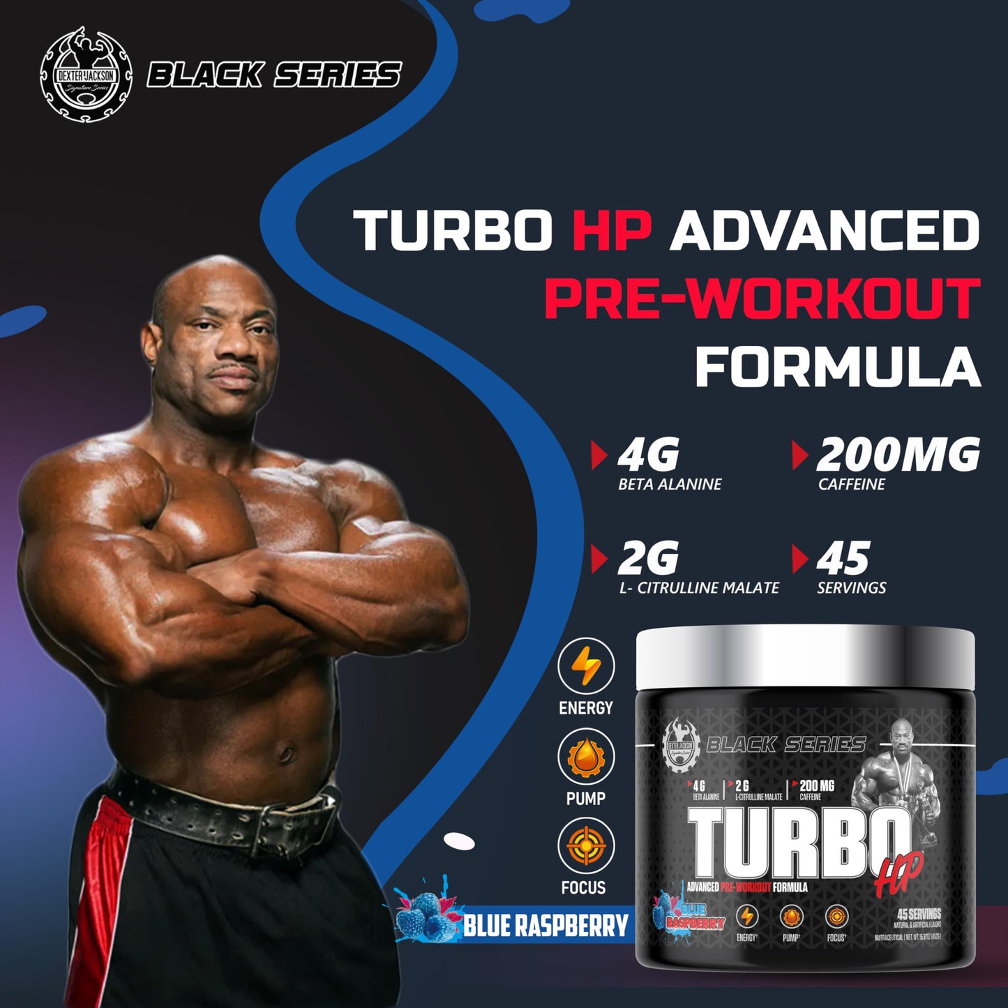 DEXTER JACKSON Black Series Turbo HP Pre Workout Powder 0.36 oz