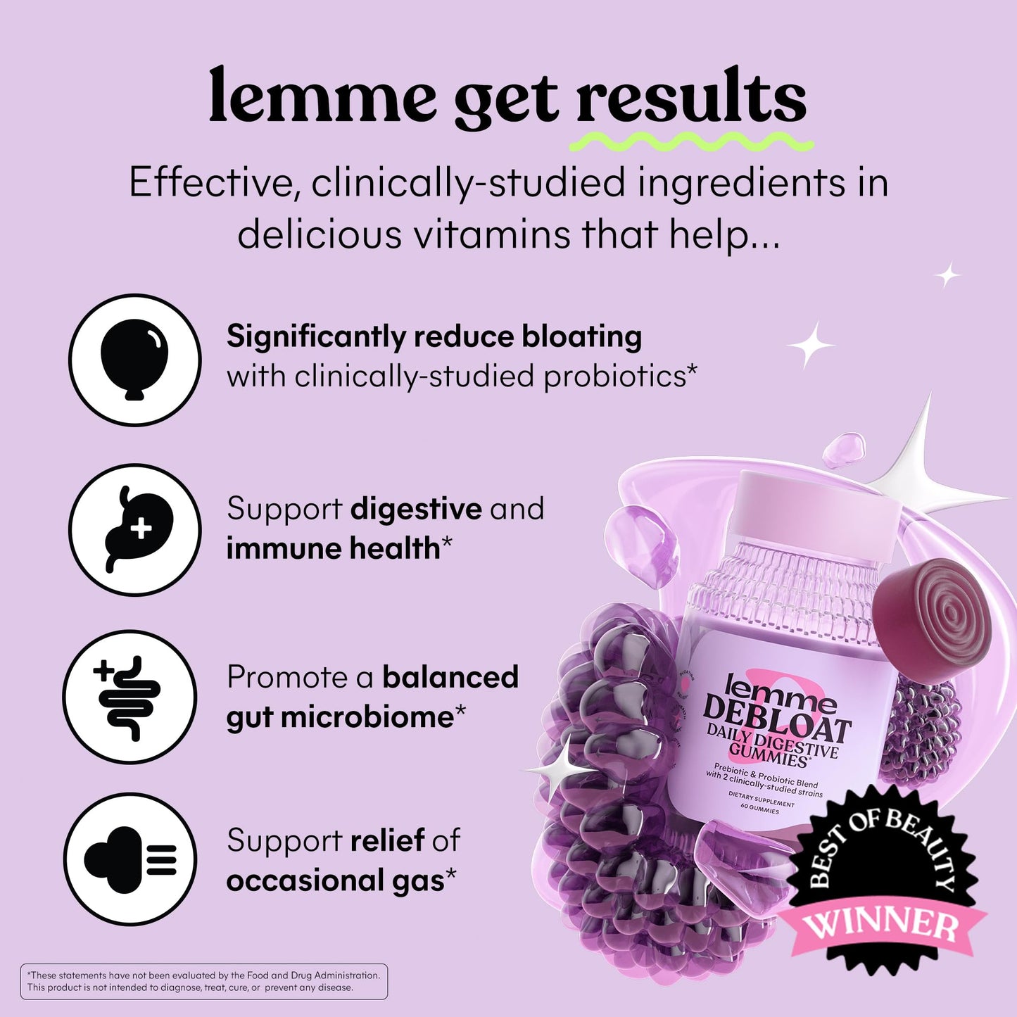 Lemme Debloat Digestive & Gut Health Gummies - 60 Count