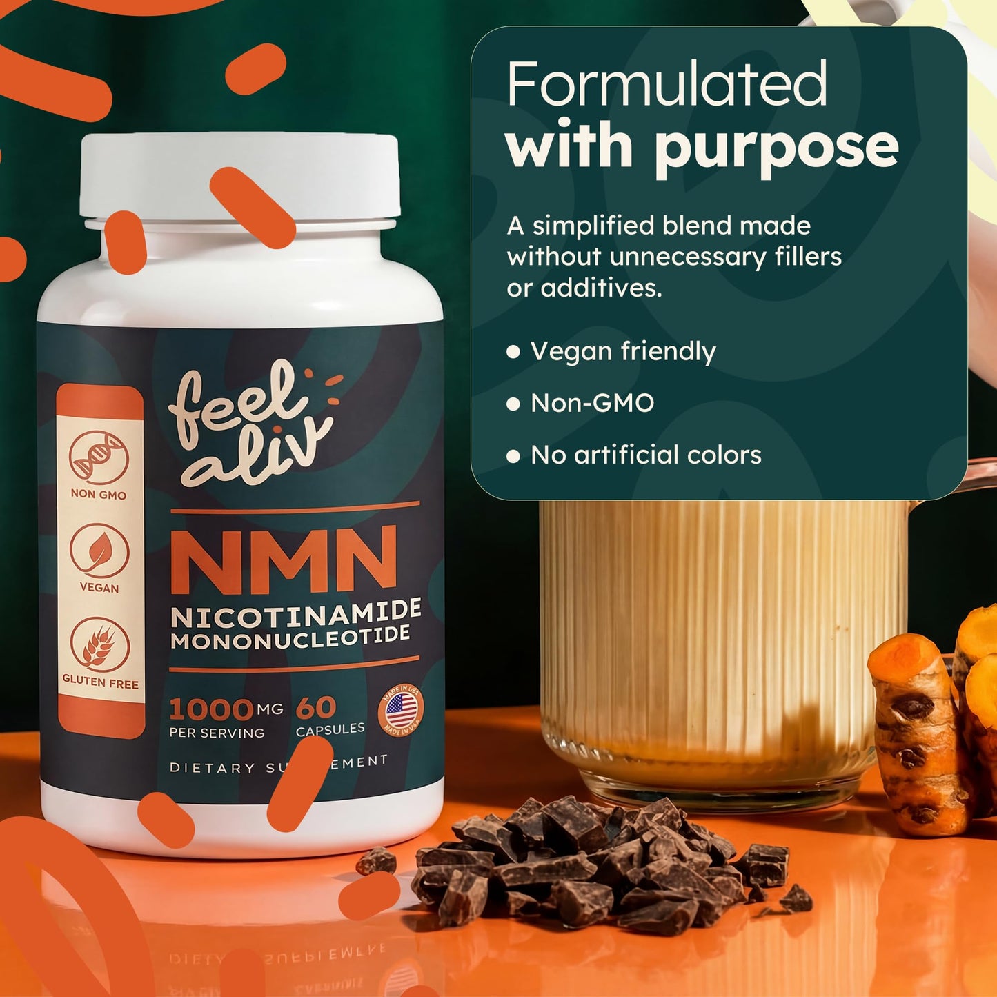 Feelaliv Nicotinamide Mononucleotide (NMN) Capsule 1000mg, 60 Capsules