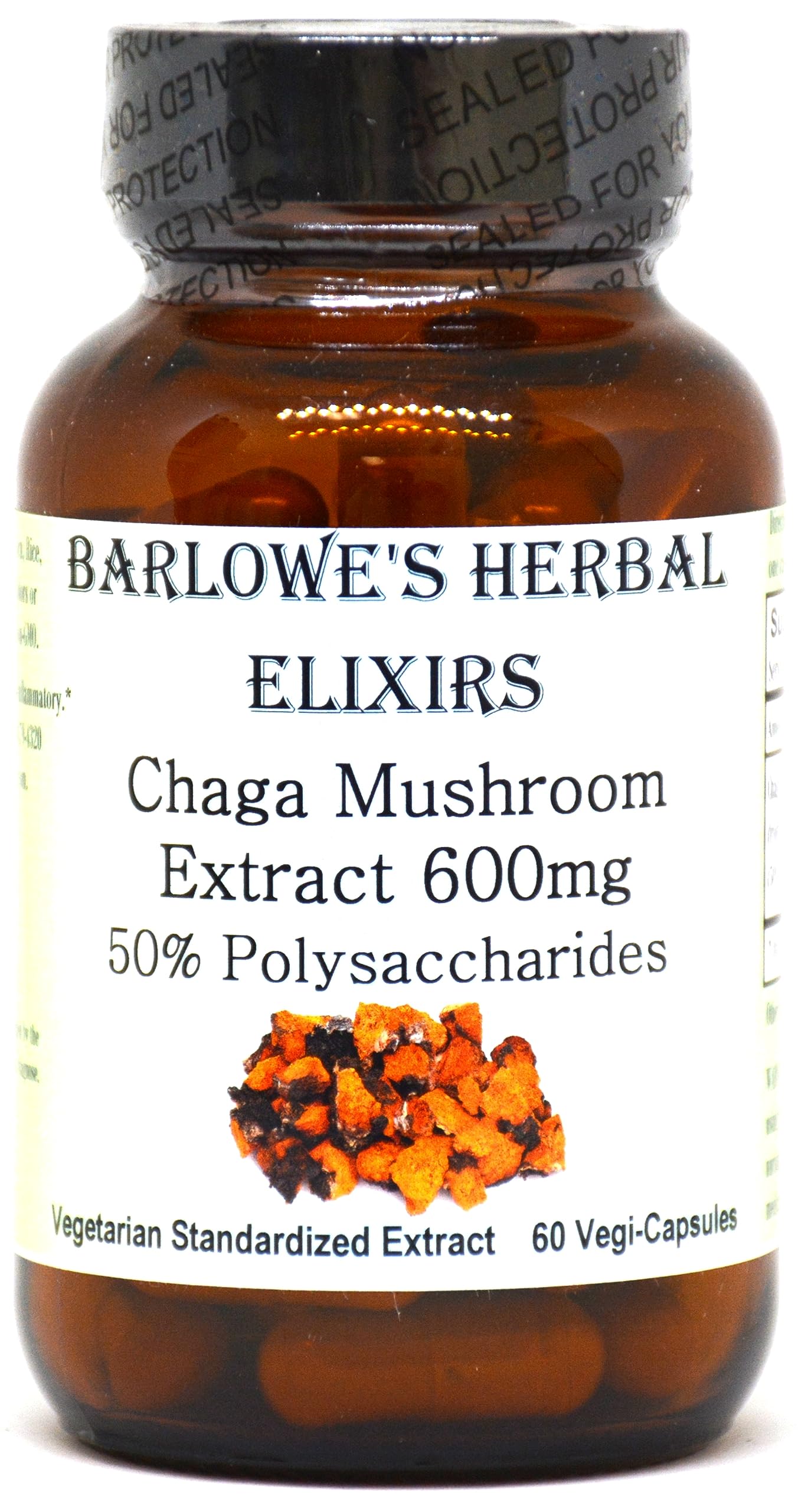 Barlowe's Herbal Elixirs Chaga Mushroom Extract Capsules, 60 Veggie Capsules