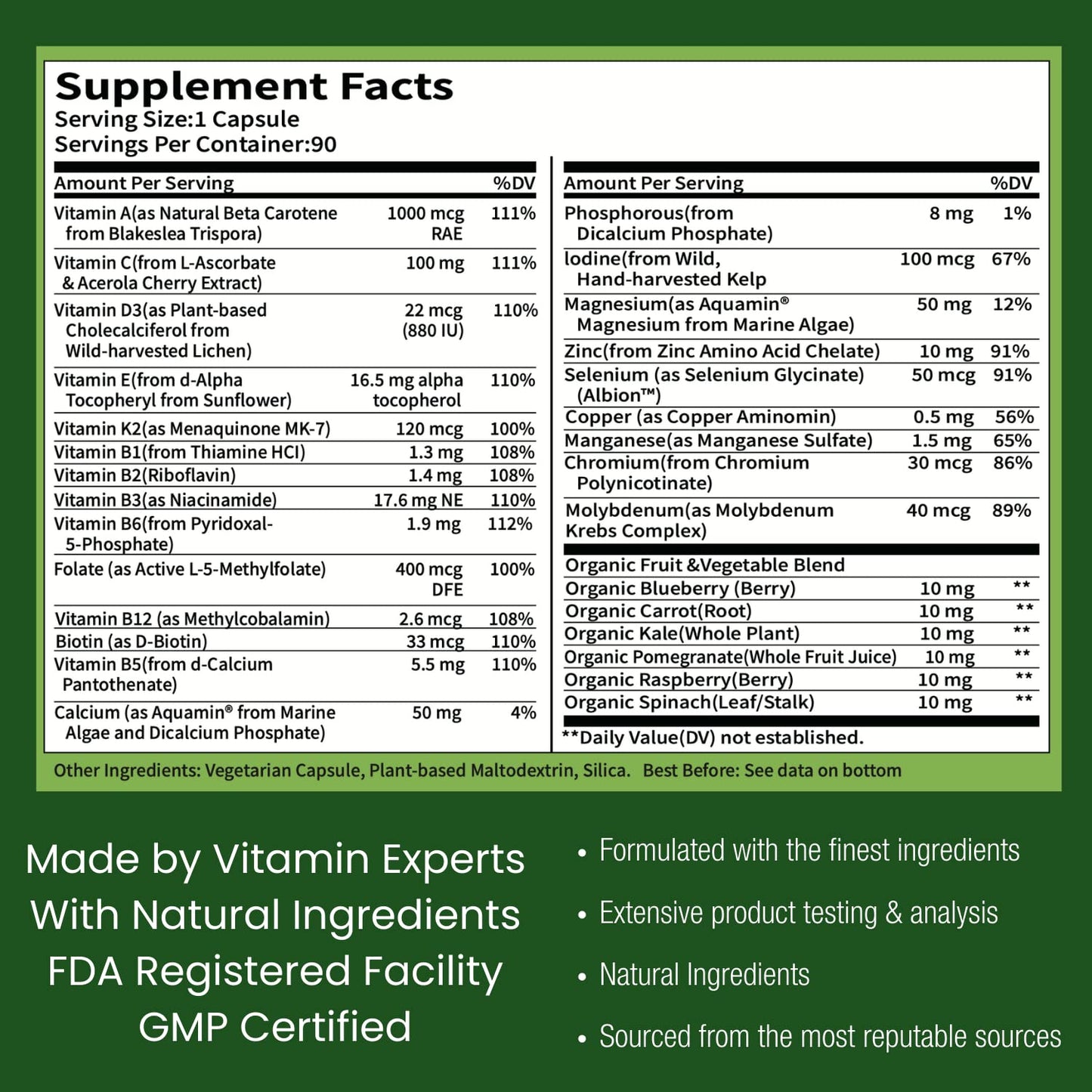 Grow Vitamin One Daily Multivitamin for Men 90 Capsules