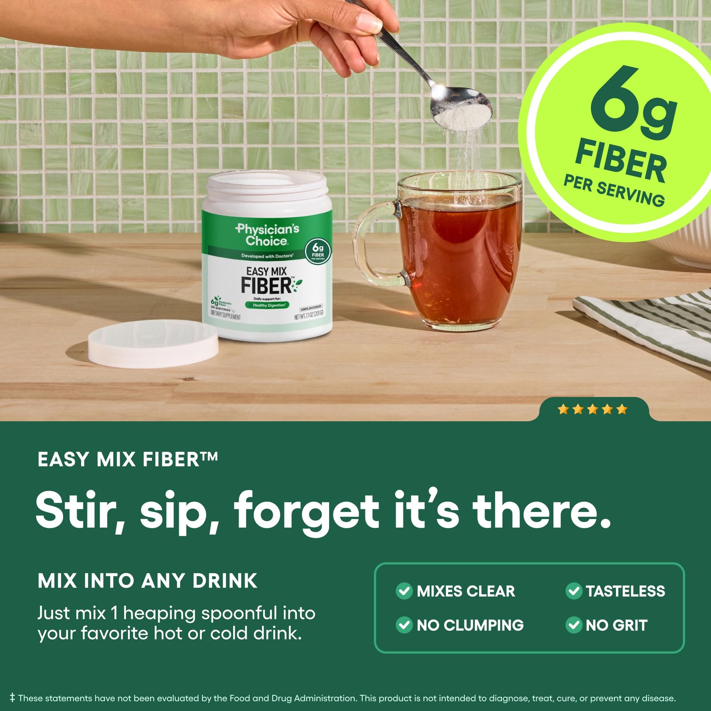 Physician's CHOICE Easy Mix Fiber for GLP-1 Support Powder 7.1 oz