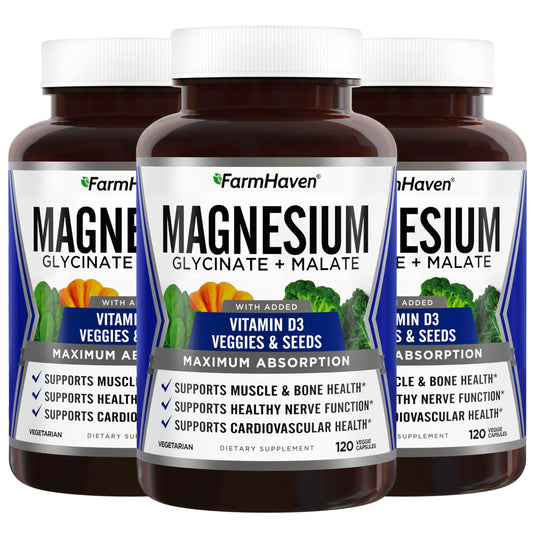 FarmHaven Magnesium Glycinate & Malate Complex with Vitamin D3 Capsules, 360 Count
