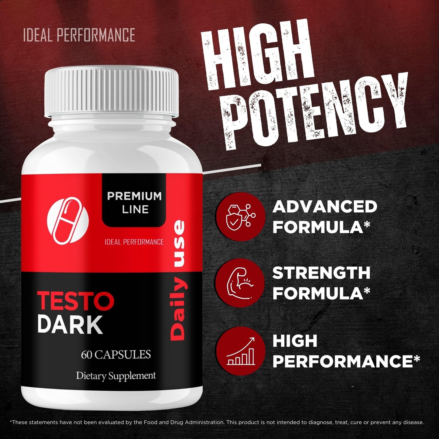 IDEAL PERFORMANCE TestoDark Capsules, 180 Capsules