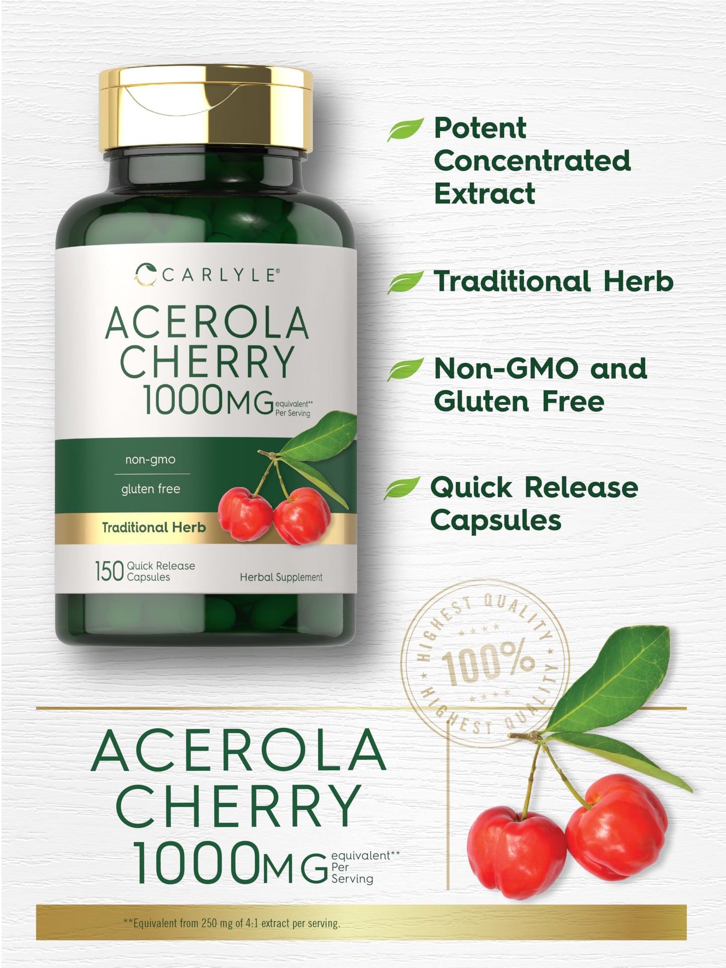 Carlyle Acerola Cherry Capsules 150 Count
