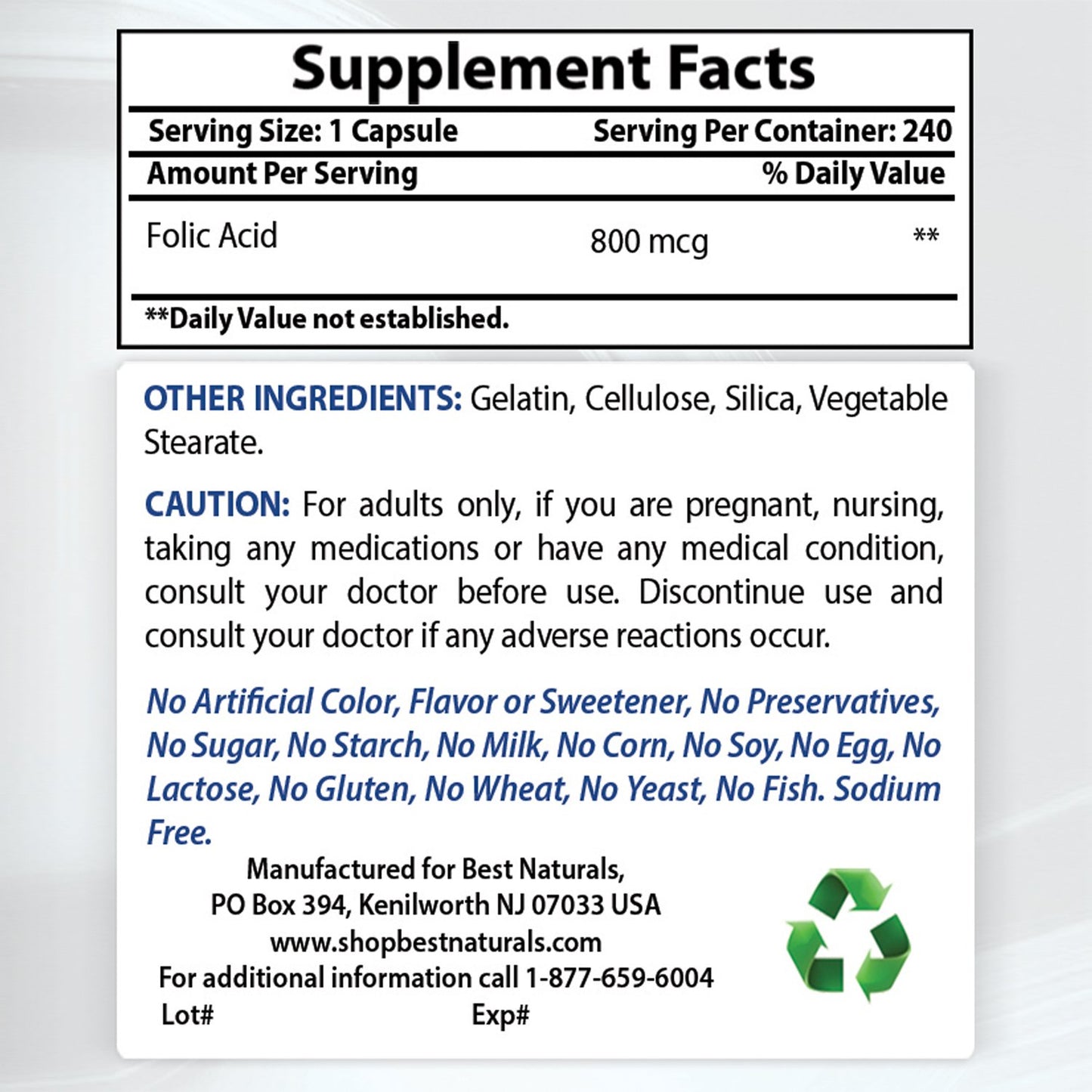 Best Naturals Iron 65 mg & Folic Acid 800 mcg, 240 Capsules