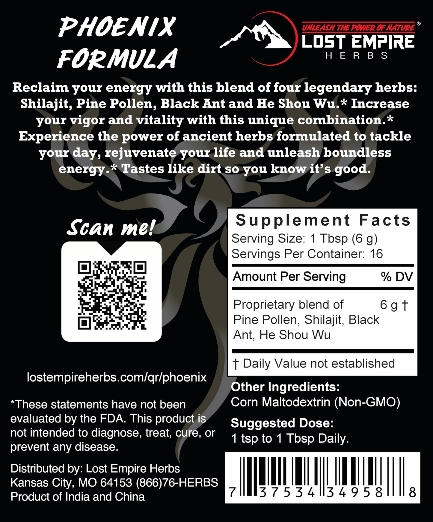 Lost Empire Herbs Phoenix Rejuvenation Formula Powder 3.5 Ounce