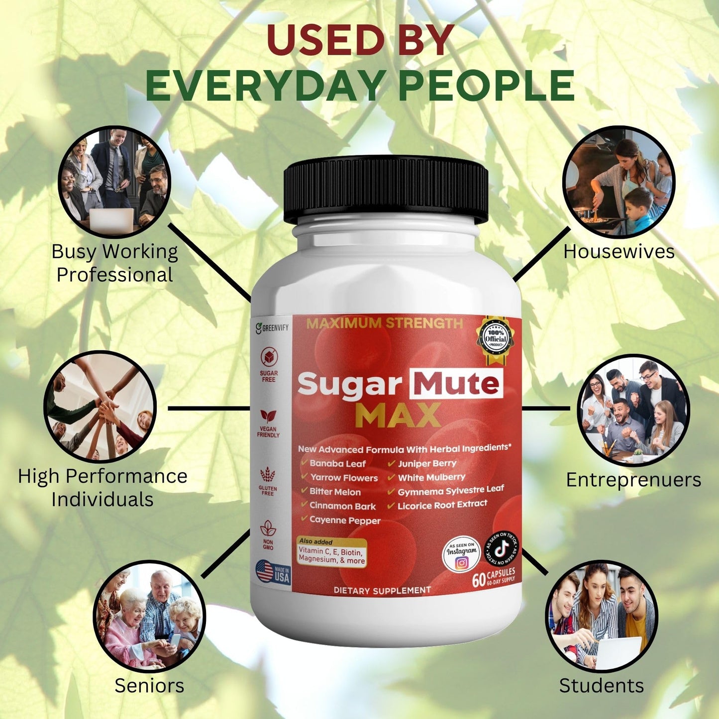 GREENVIFY Sugar Mute Max Blood Sugar Support Capsule, 60 Count