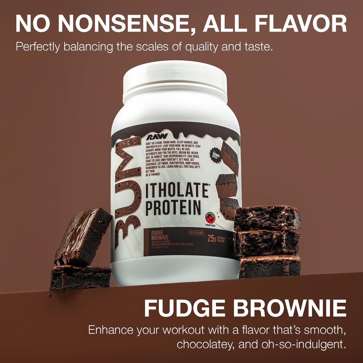 RAW Whey Isolate Protein Powder, Fudge Brownie, 25 Servings